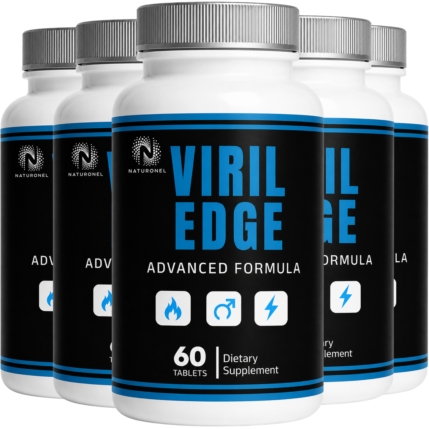 Viril Edge Advanced Formula – Men's Daily Wellness Supplement with Herbal Extracts, Vitamins & Minerals, Premium Men's Formula - 5 Bottle