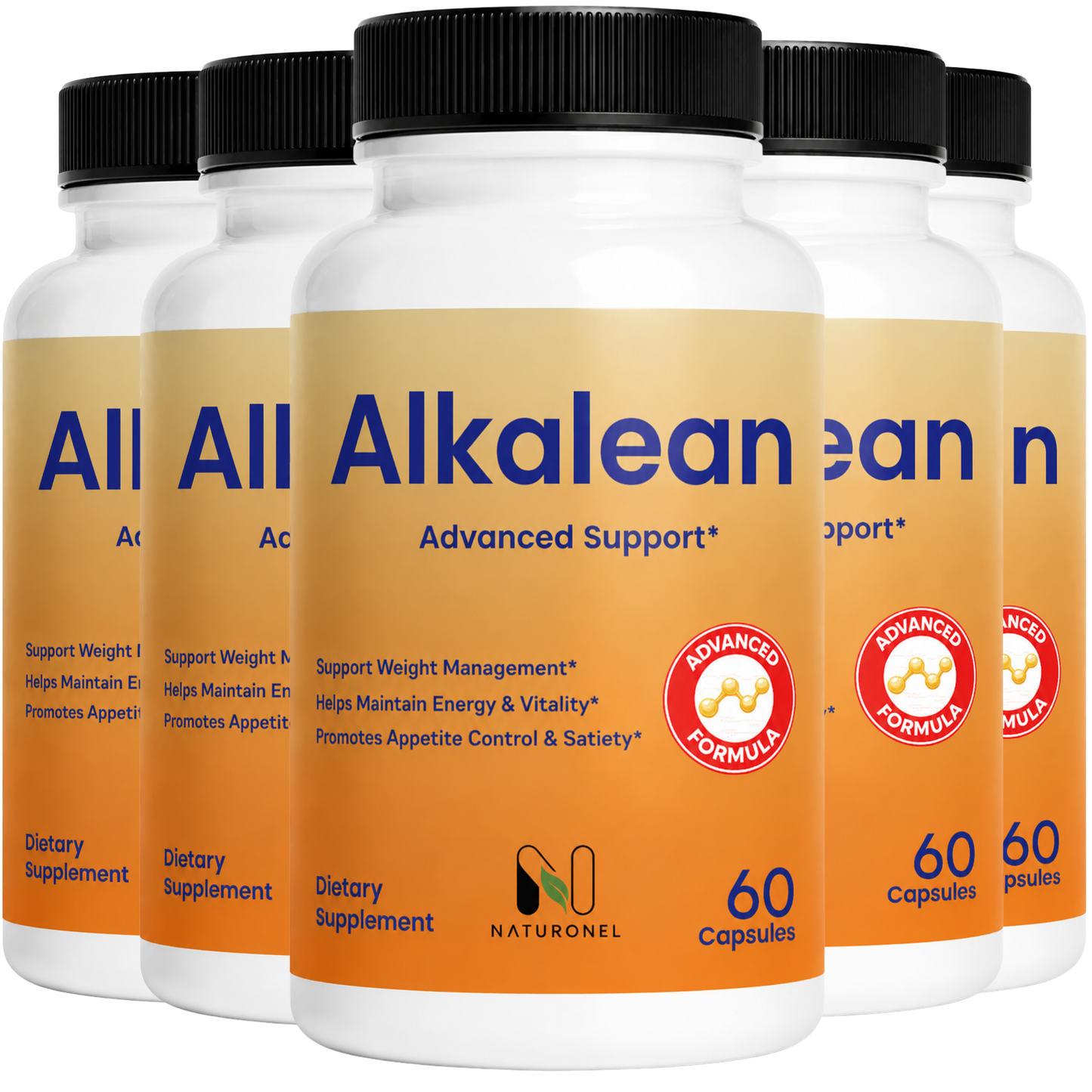 Alkalean Advanced Support Formula – Weight Management Supplement with Botanical Ingredients, Supports Energy & Vitality, Appetite Control & Satiety Support, Dietary Supplement - 5 Bottle