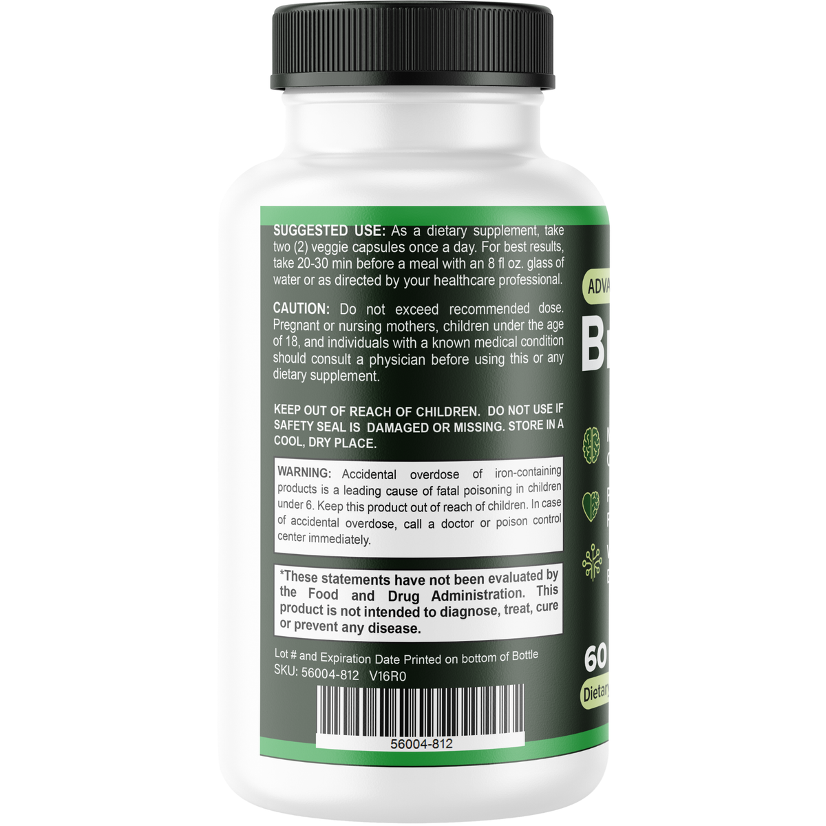 Brain Mary Advanced (4 Pack) Memory & Focus Supplement – Cognitive Support Formula with DMAE, Bacopa, Phosphatidylserine, Green Tea Extract, Vitamins & Minerals – Mental Clarity & Brain Health