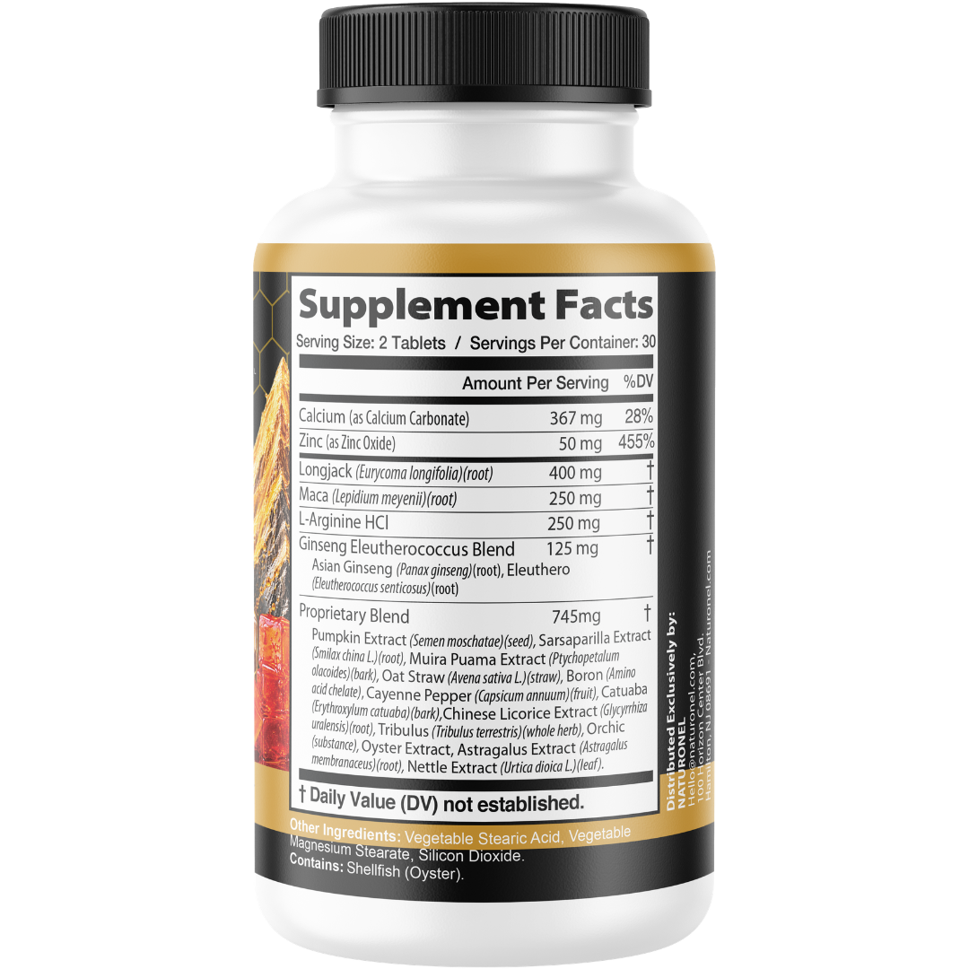 Honey Peak Gelatin for Men (5 Pack)– Premium Daily Vitality Formula with Longjack, Maca Root, L-Arginine, Tribulus, Ginseng & Boron – Energy, Endurance & Performance Support