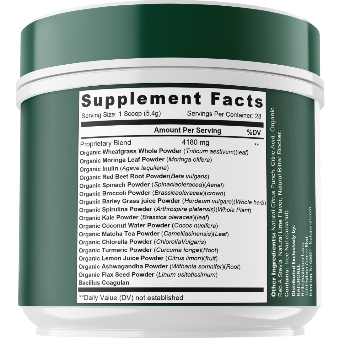 Daily Greens (2 Pack) Plus Powder - Superfood Greens Blend with Wheatgrass, Moringa, Spirulina, Chlorella, Matcha, Probiotics & Digestive Enzymes - Citrus Punch