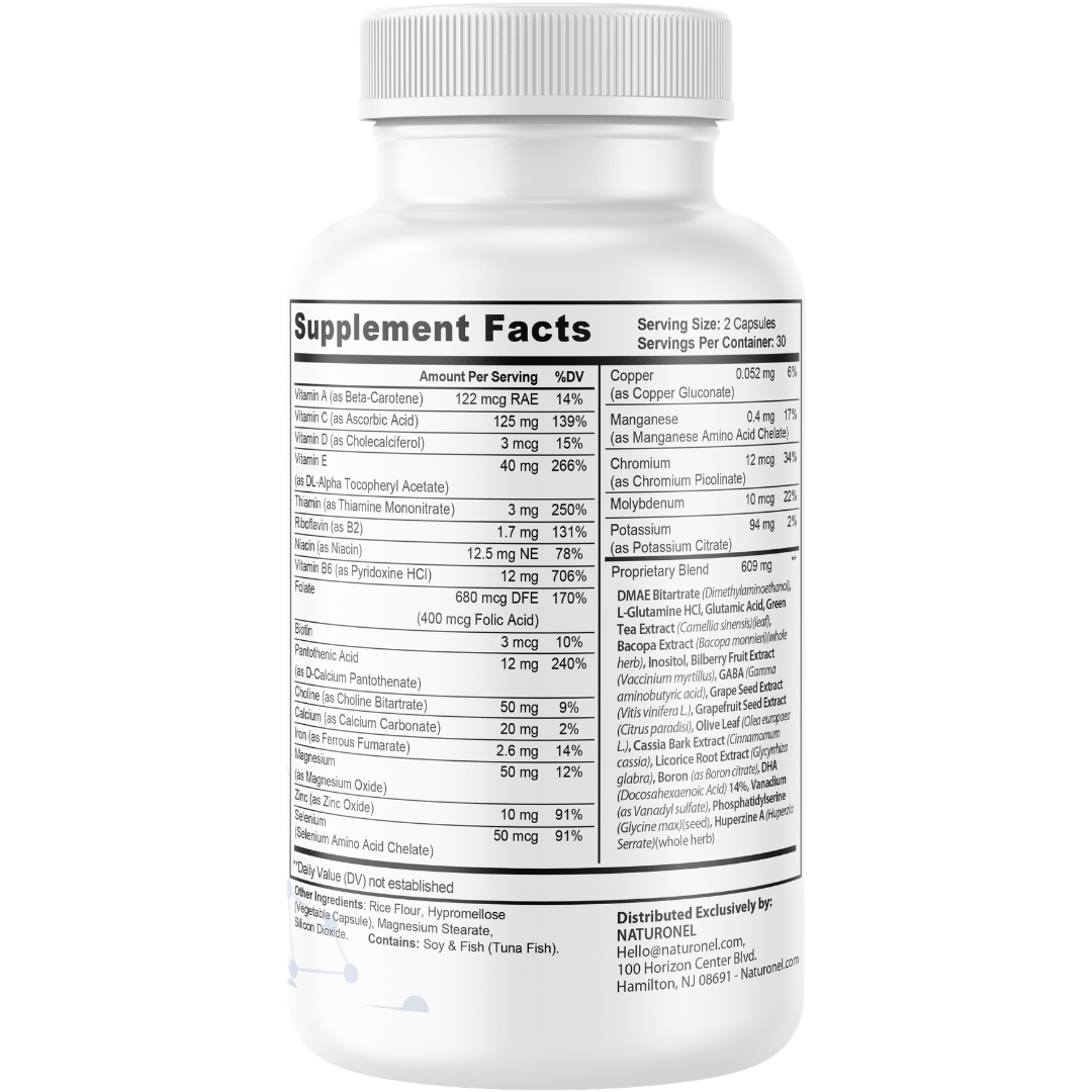 Memo Vance Pro (3 Pack) – Daily Brain Health Supplement for Adults, Memory, Focus & Cognitive Support with Bacopa, DMAE, GABA, Huperzine A & Choline