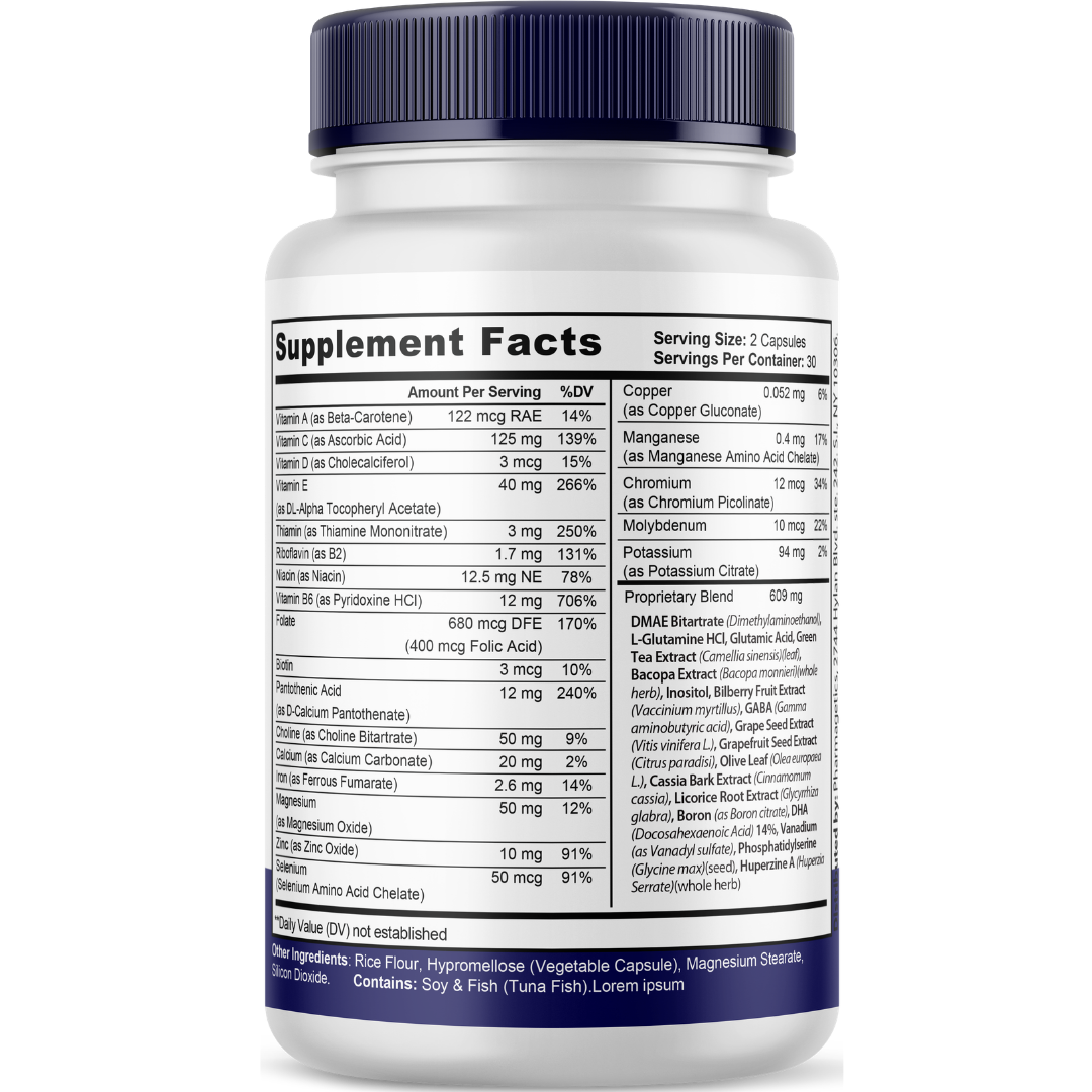 NeuroClean Brain Health Supplement Memory Focus Support 60 Capsules