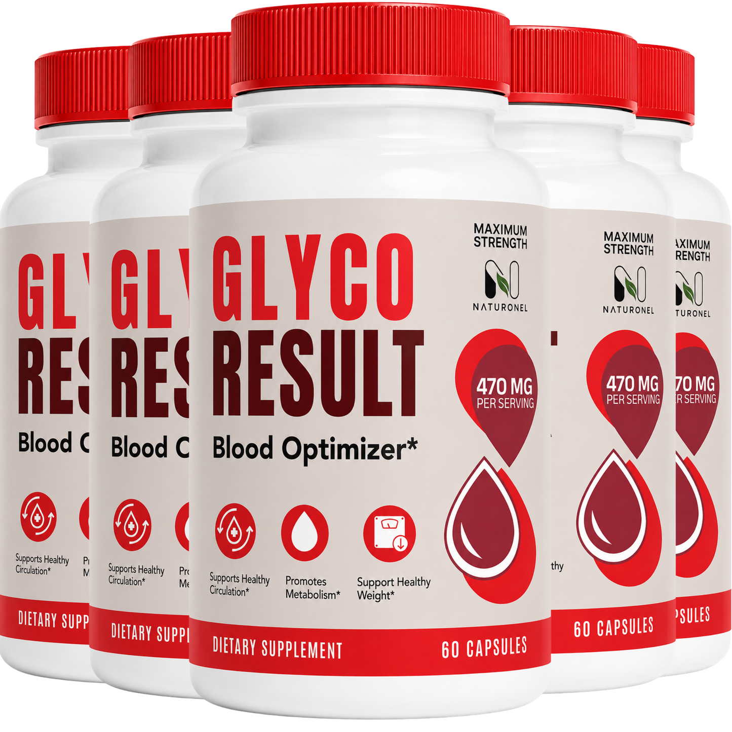 Glyco Result Blood Optimizer Supplement, 470 mg Per Serving, Metabolism Support Formula with Premium Ingredients, Healthy Circulation Support, Weight Management Formula, Dietary Supplement 5 Bottle