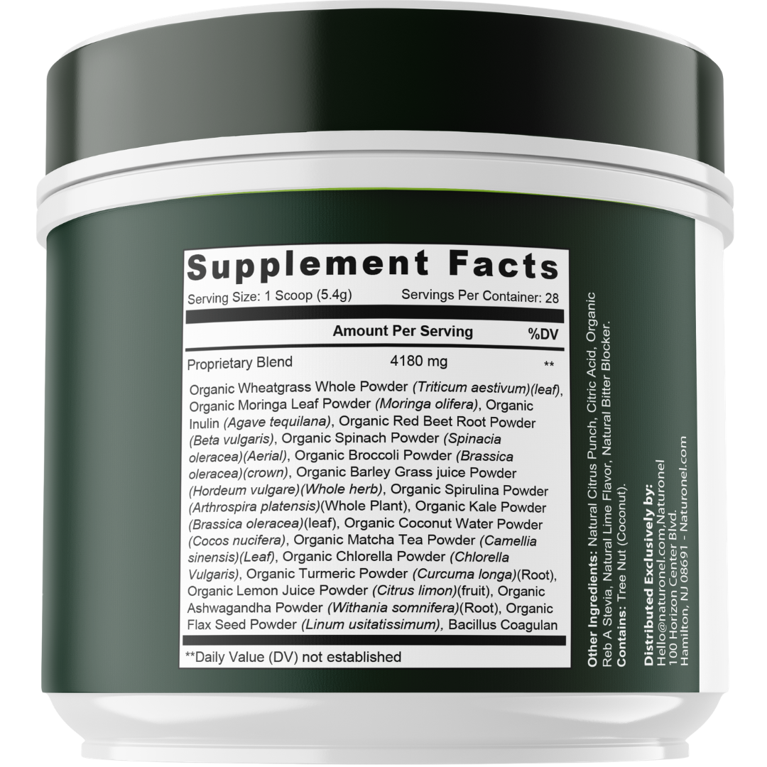 LEAFTIDE (5 Pack) Botanical Greens Powder – Superfood Greens Formula with Organic Wheatgrass, Moringa, Spirulina, Matcha, Probiotics & Digestive Fiber – Daily Greens Drink Mix – Natural Citrus Punch