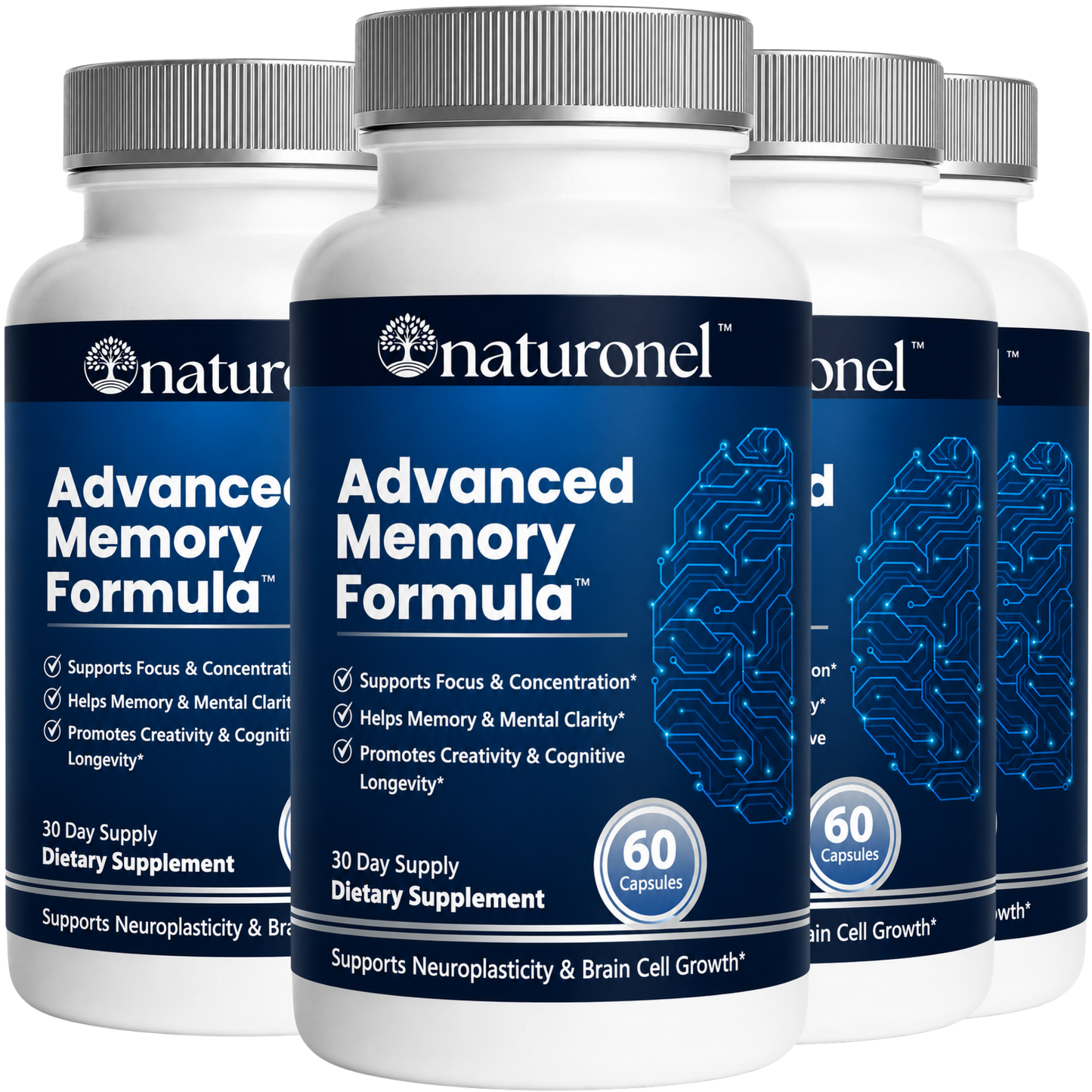 Advanced Memory Formula – Brain Supplement for Memory, Focus & Concentration, Cognitive Support with Bacopa, DMAE, Phosphatidylserine, Huperzine A, DHA & B Complex Vitamins – 60 Capsules