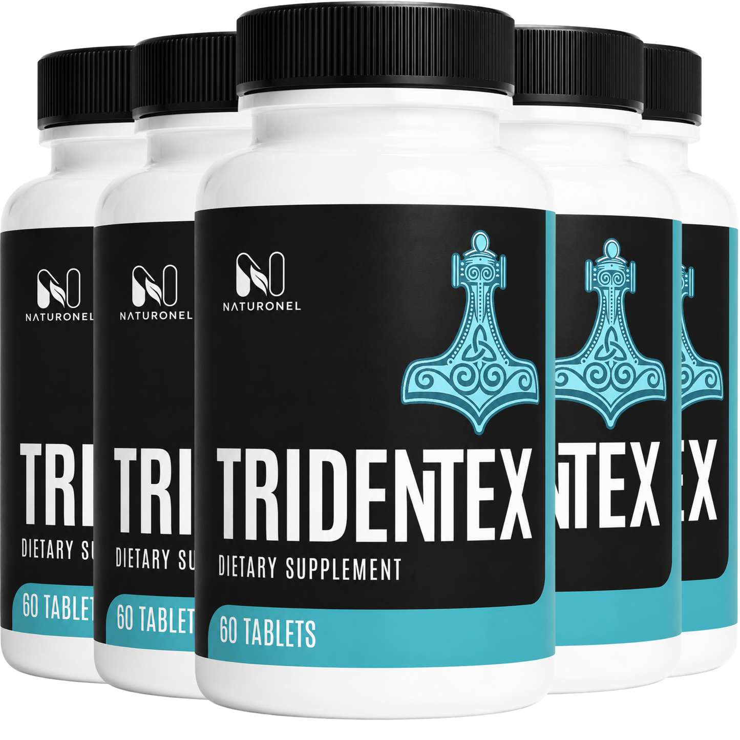 Tridentex Men's Herbal Supplement – Longjack, Maca, L-Arginine, Panax Ginseng, Tribulus, Pumpkin Seed, Zinc & Boron Complex - 5 Bottle
