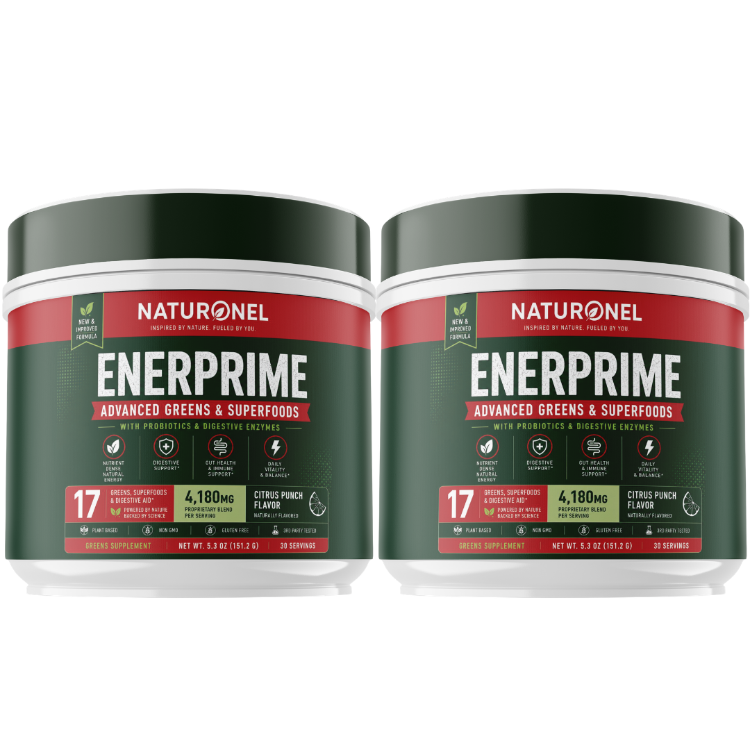 EnerPrime (2 Pack) Advanced Greens Superfood Powder with Probiotics & Digestive Enzymes 17 Organic Greens & Superfoods Citrus Punch