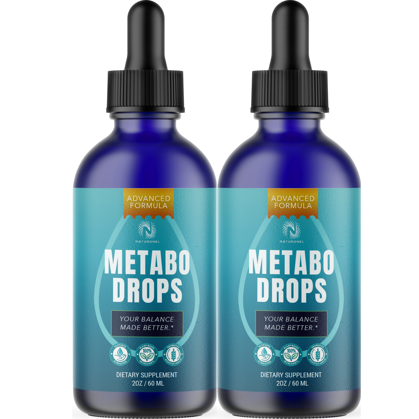 Metabo (2 Pack) Drops Liquid Dietary Supplement – Advanced Daily Wellness Formula with L-Arginine HCl, L-Glutamine & L-Tryptophan, Natural Lemon Flavor