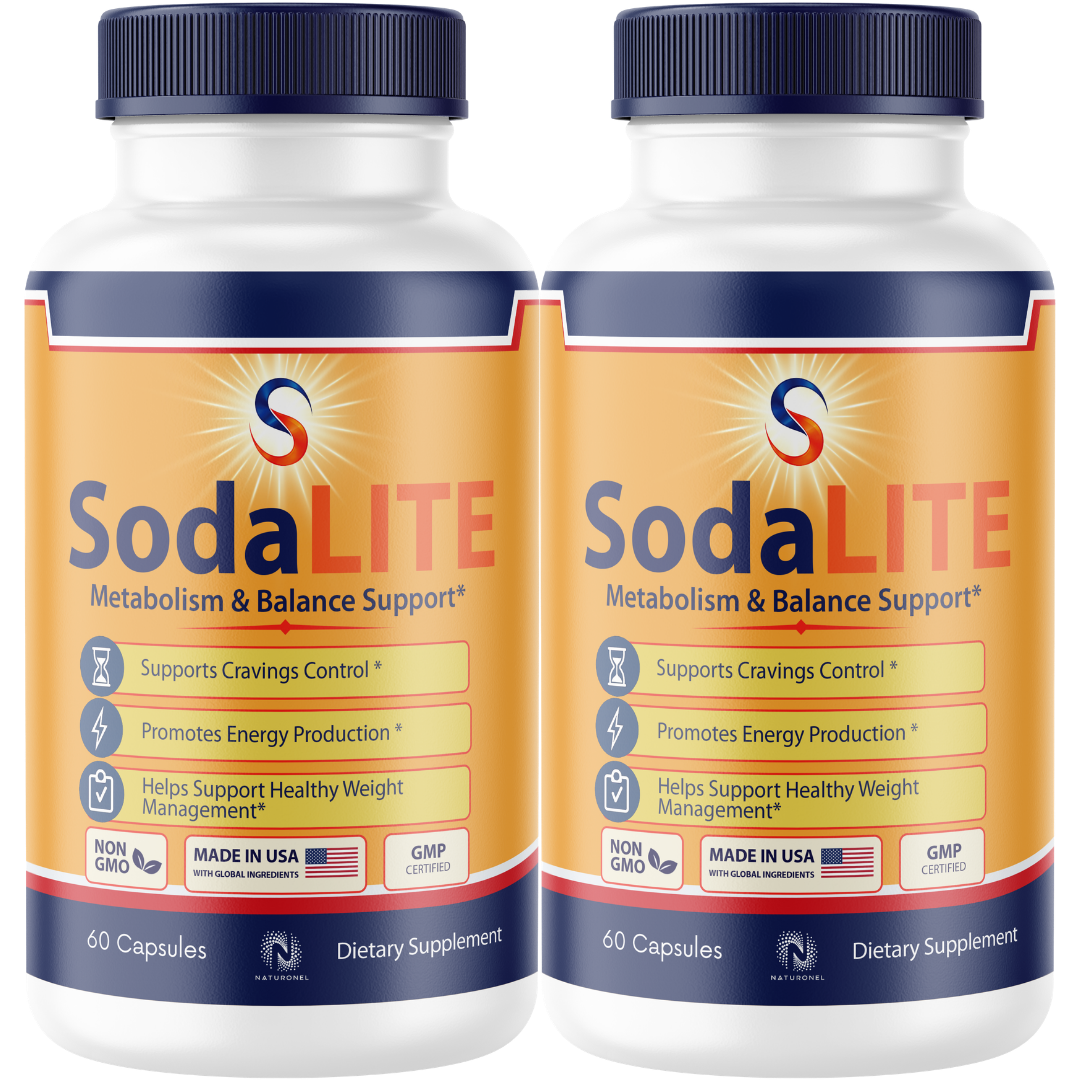 SodaLITE Metabolism & Energy Support (2 Pack) – Advanced Formula with Raspberry Ketones, African Mango, Green Tea Extract, ACV, Kelp & Grape Extract