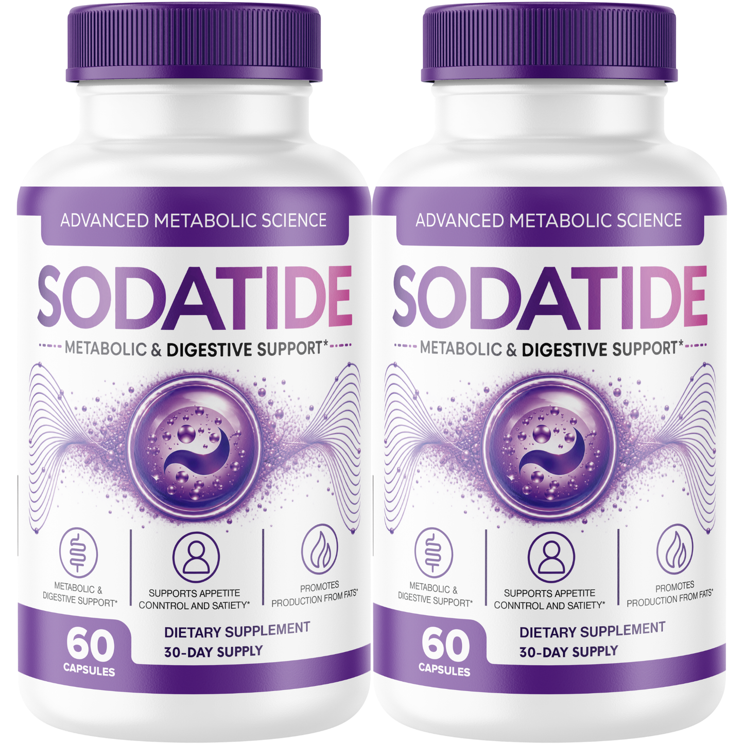 Sodatide (2 Pack) Metabolic & Digestive Support Supplement with Green Tea, Green Coffee Bean, Garcinia Cambogia, Raspberry Ketone & Caffeine Appetite Support Formula