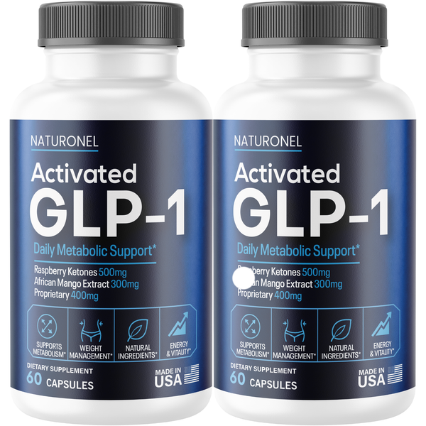 Activated GLP-1 (2 Pack) Daily Metabolic Support – Raspberry Ketones 500mg, African Mango 300mg, Green Tea, Apple Cider Vinegar & Kelp Blend – Energy & Weight Management Formula