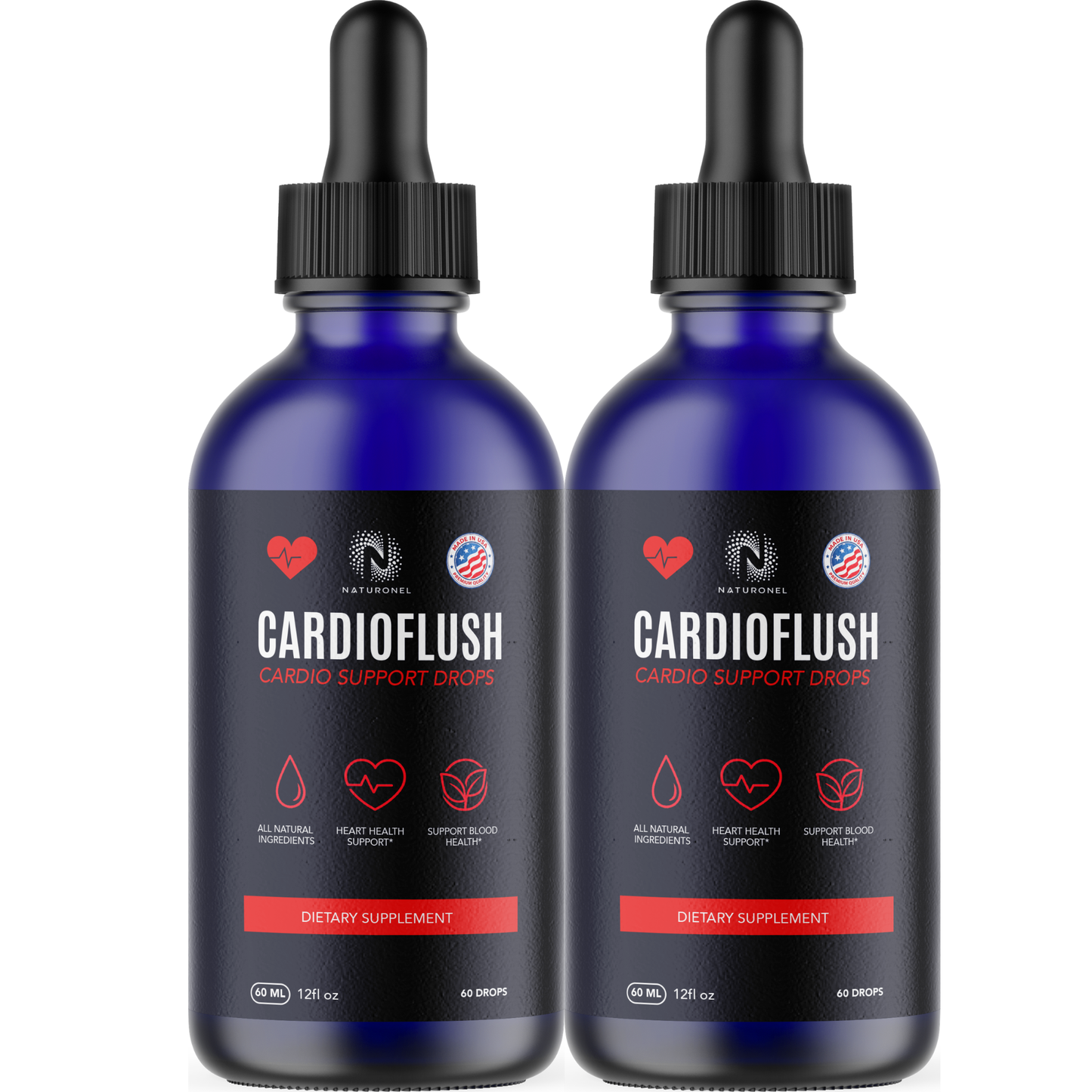 CardioFlush (2 Pack) Cardio Support Drops – Liquid Heart Health Supplement with L-Arginine, L-Glutamine & L-Tryptophan – Blood Flow & Cardiovascular Wellness Formula – Natural Lemon Flavor