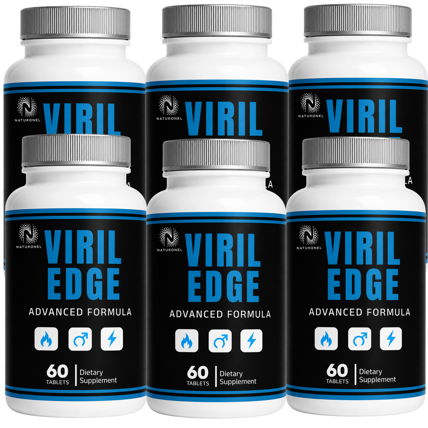 Viril Edge Advanced Formula – Men's Daily Wellness Supplement with Herbal Extracts, Vitamins & Minerals, Premium Men's Formula - 6 Bottle