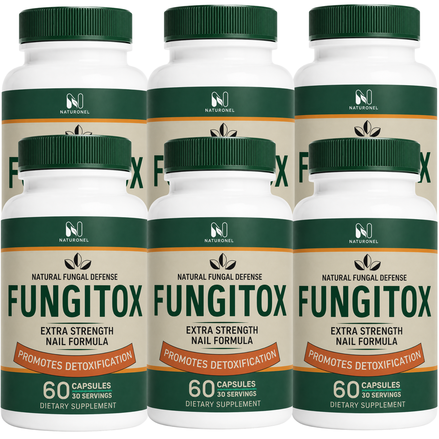 Fungitox Nail Formula Supplement – Herbal Blend with Vitamins, Minerals & Plant Extracts, Daily Wellness Formula, 6 Bottle by Naturonel