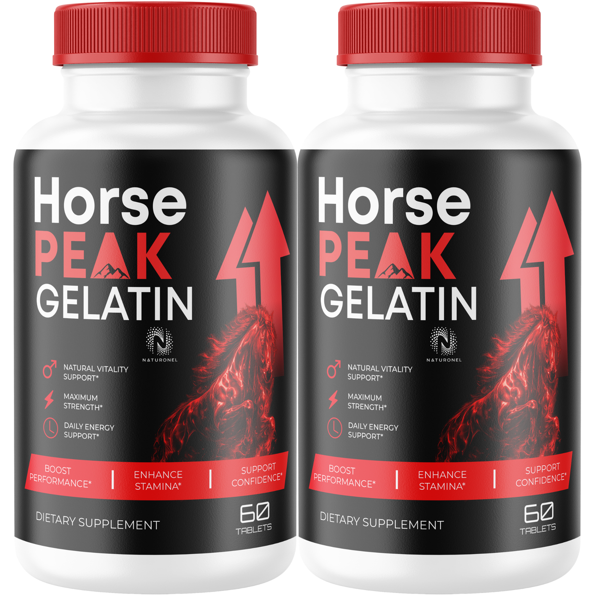 Horse Peak Gelatin Tablets for Men - Longjack Tongkat Ali, Maca Root, L-Arginine, Tribulus, Muira Puama, Ginseng, Zinc & Boron Complex - Daily Men's Vitality Formula