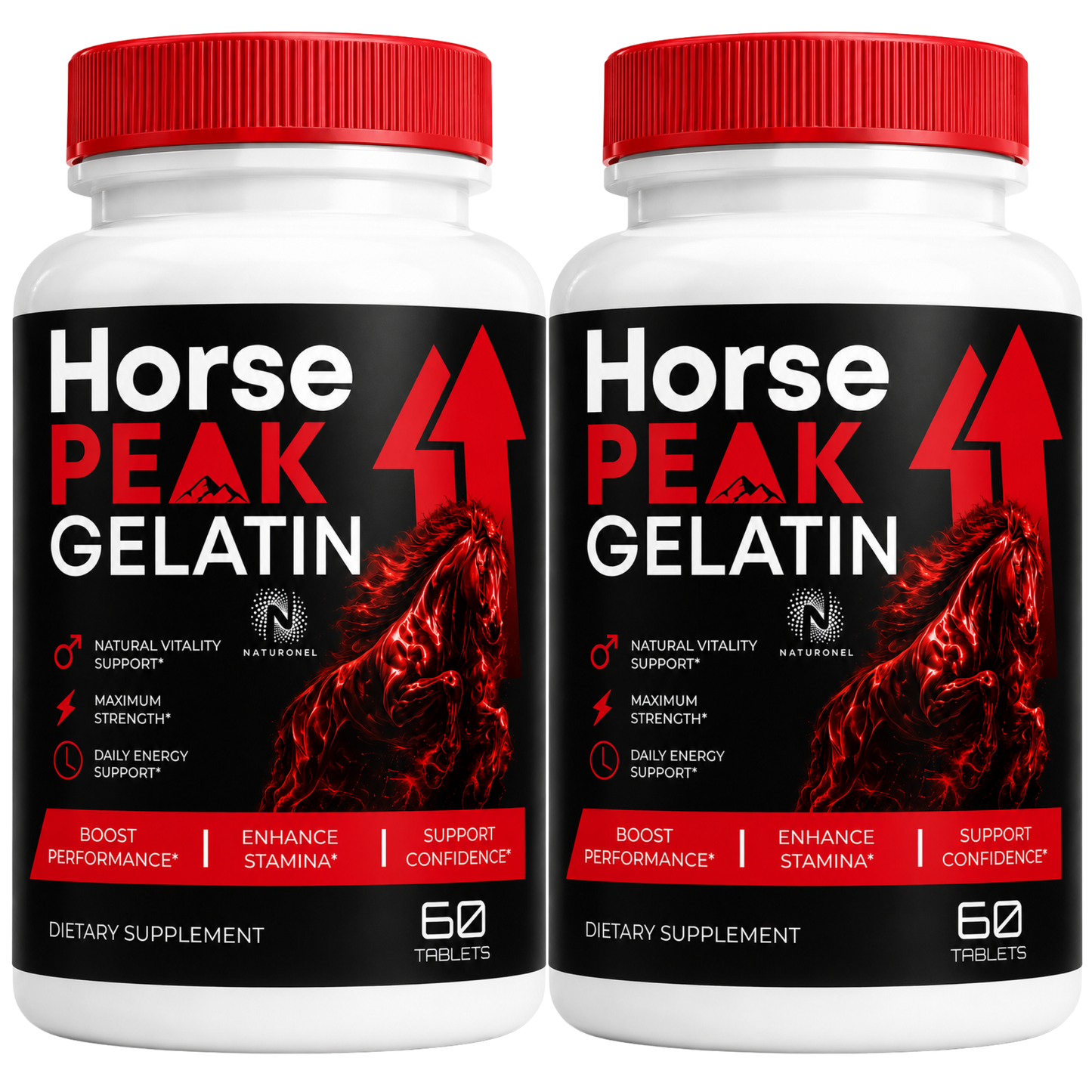 Horse Peak Gelatin Tablets (2 Pack) Premium Multi-Ingredient Formula with Longjack, Maca, L-Arginine, Ginseng, Zinc & Calcium, Daily Wellness Supplement