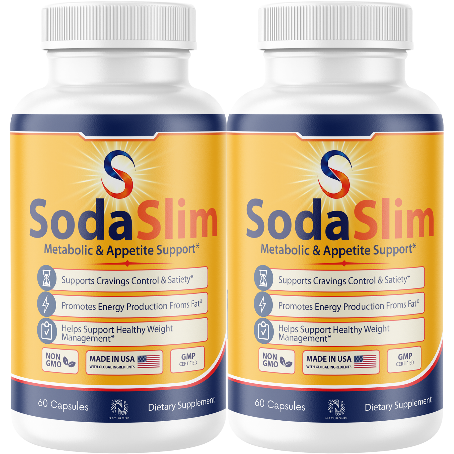SodaSlim Metabolic & Appetite Support Supplement – Green Coffee Bean, Green Tea, Garcinia Cambogia, Raspberry Ketone & Caffeine – Craving Control & Energy Support