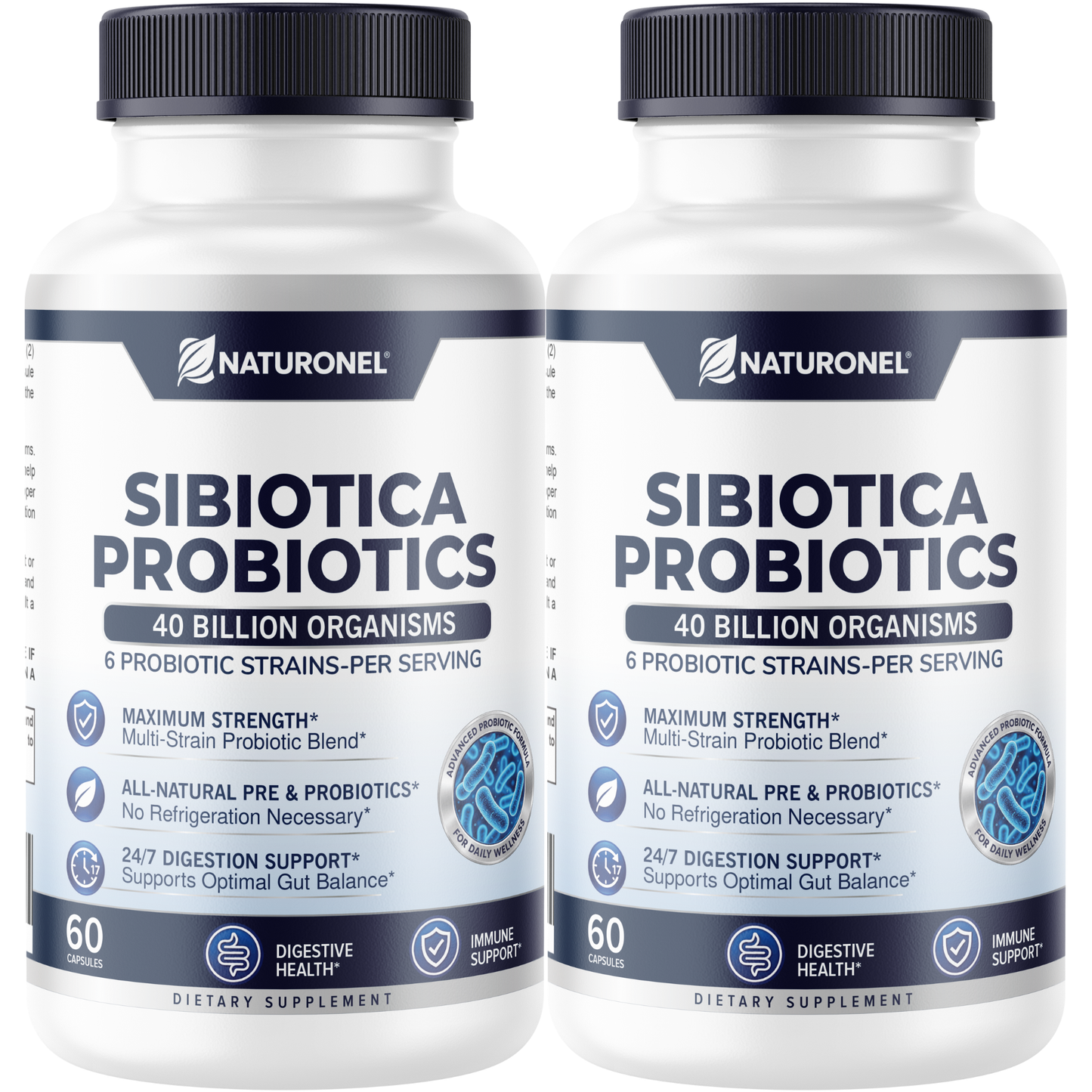 Sibiotica Probiotics (2 Pack) 40 Billion CFU - Multi-Strain Probiotic with Prebiotics - Supports Digestive Health, Gut Balance & Immune Health
