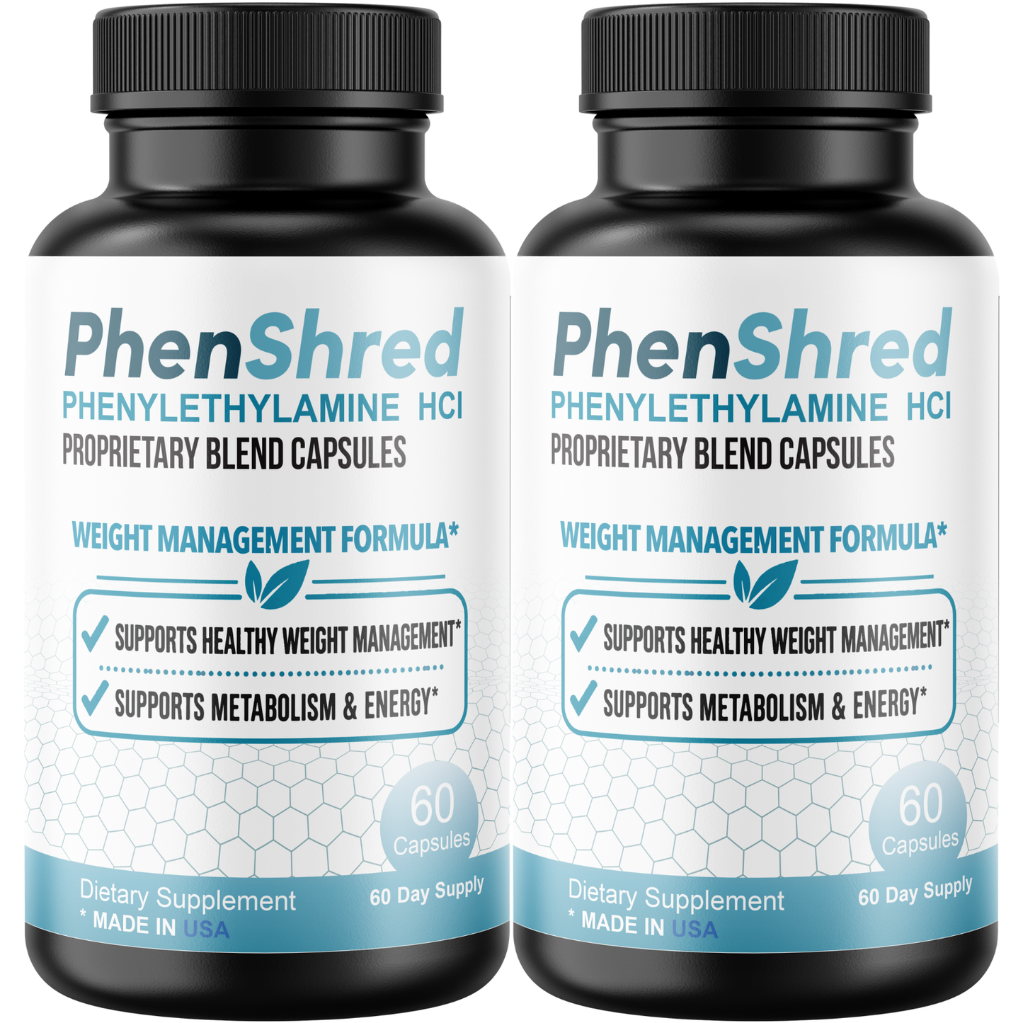 PhenShred Phenylethylamine HCl Capsules with Caffeine, Green Tea, L-Carnitine & Glucomannan Energy & Metabolism Support Supplement