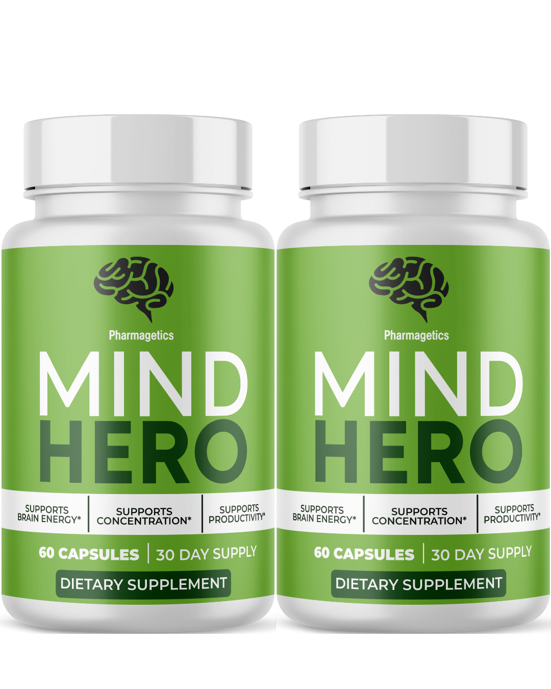 Mind Hero Concentration Support, Brain Health & Energy Supplement 60 Capsules