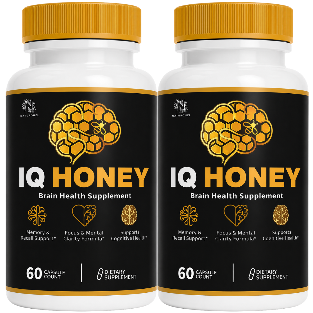IQ Honey (2 Pack) Premium Brain Health Formula with Vitamins, Minerals, DMAE, Bacopa, Green Tea Extract & Phosphatidylserine, Dietary Supplement