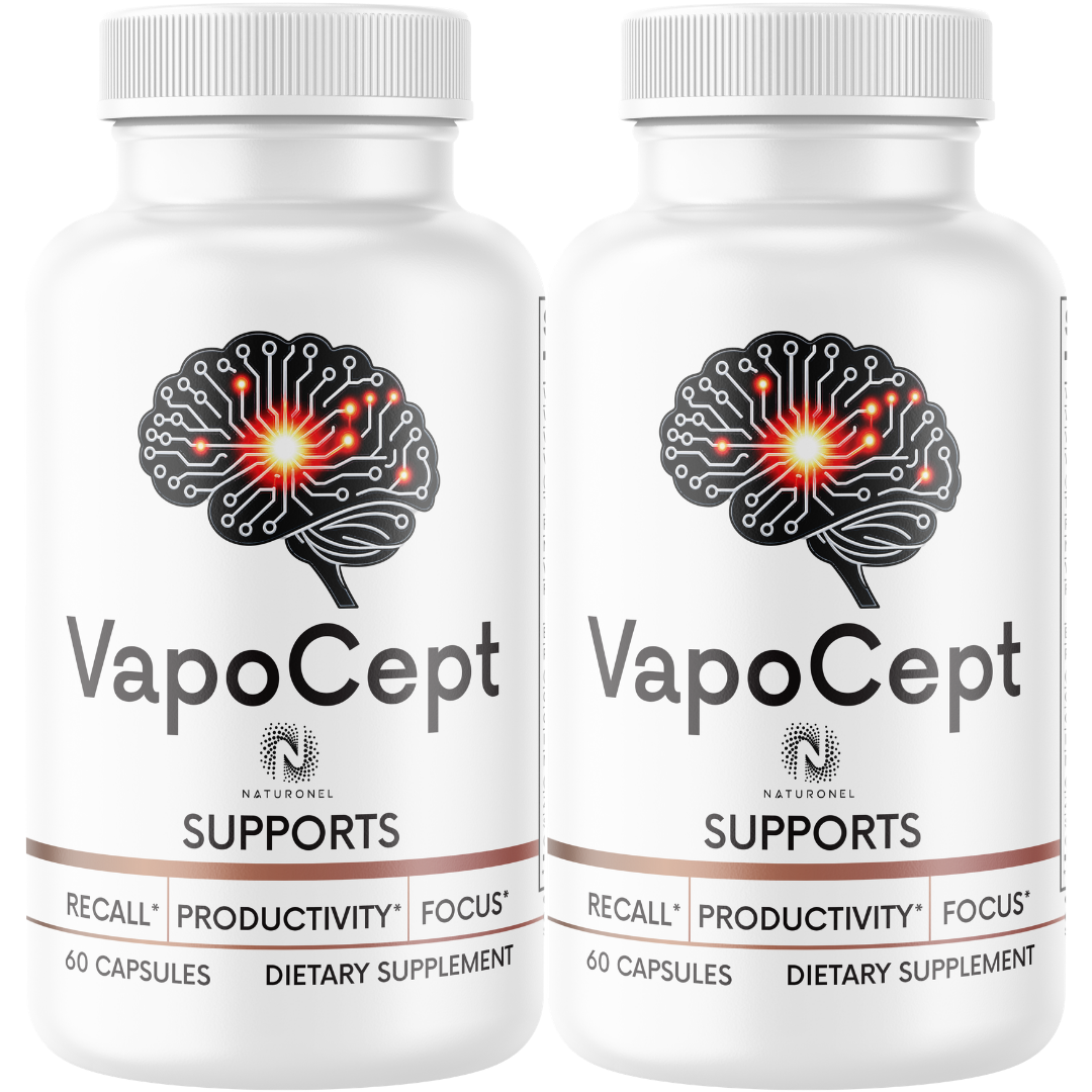 VapoCept (2 Pack) Brain Health Supplement – Nootropic Formula with DMAE, Bacopa, Green Tea & GABA for Memory, Focus, Mental Clarity & Cognitive Performance