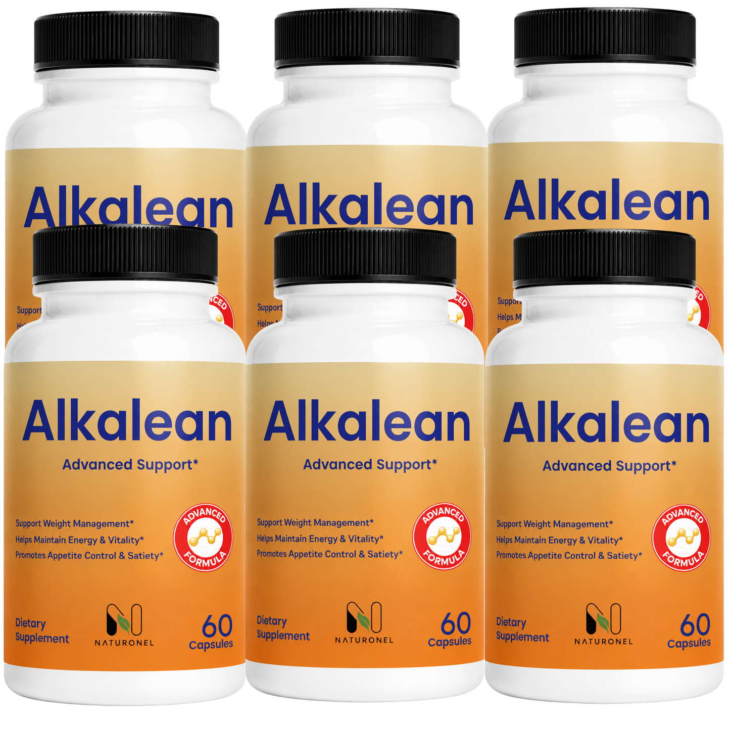 Alkalean Advanced Support Formula – Weight Management Supplement with Botanical Ingredients, Supports Energy & Vitality, Appetite Control & Satiety Support, Dietary Supplement - 6 Bottle