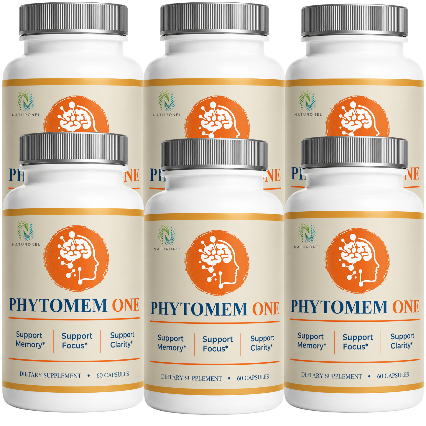 Phytomem One – Memory & Focus Supplement with Nootropic Brain Support Formula, Supports Memory, Focus & Mental Clarity, Cognitive Wellness Supplement - 6 Bottle