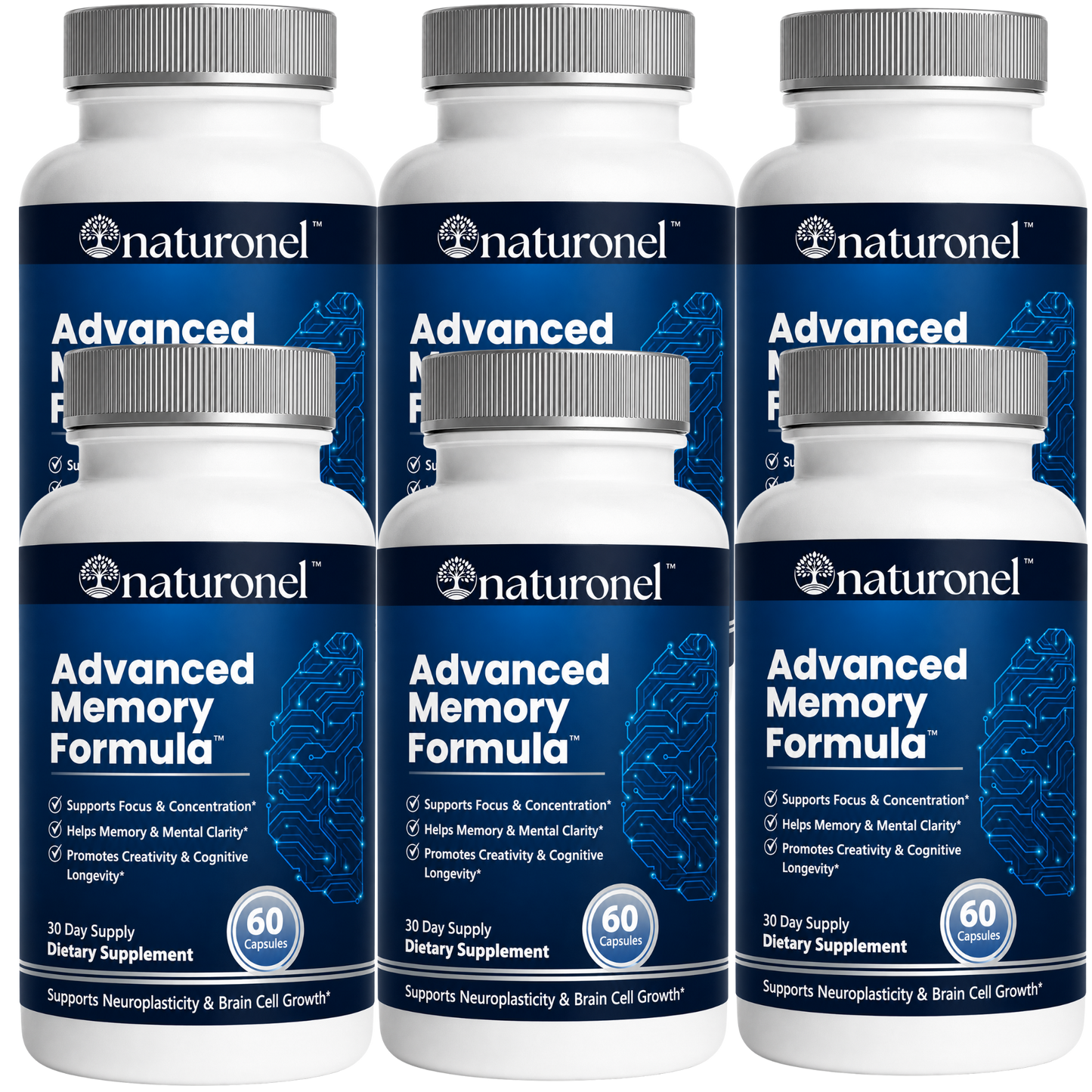 Advanced Memory Formula – Brain Supplement for Memory, Focus & Concentration, Cognitive Support with Bacopa, DMAE, Phosphatidylserine, Huperzine A, DHA & B Complex Vitamins – 60 Capsules