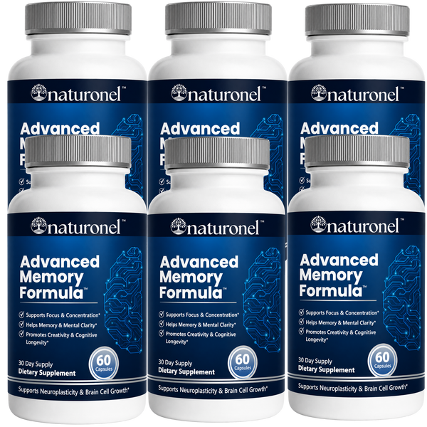 Advanced Memory Formula – Brain Supplement for Memory, Focus & Concentration, Cognitive Support with Bacopa, DMAE, Phosphatidylserine, Huperzine A, DHA & B Complex Vitamins – 6 Bottle