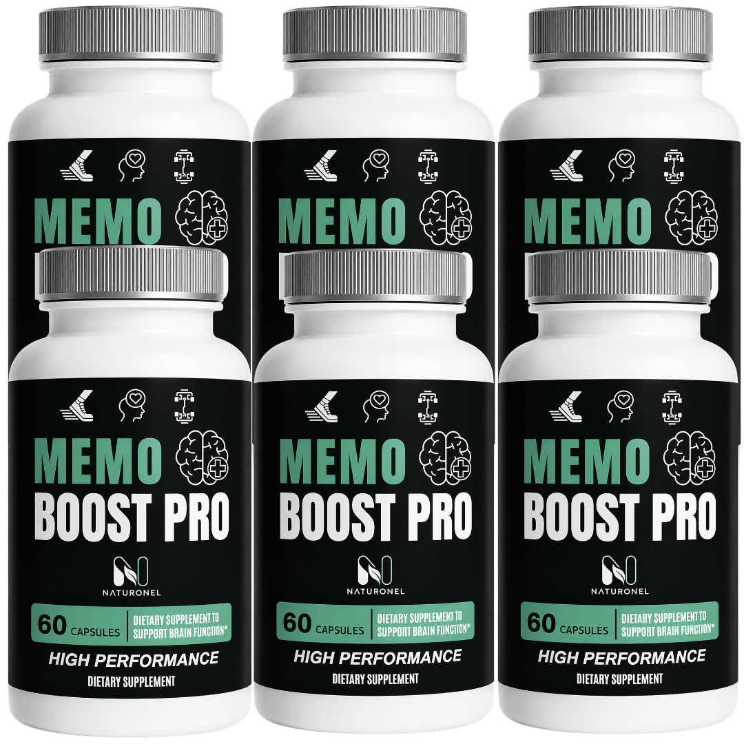 Memo Boost Pro – Brain Health Supplement with DMAE, Bacopa, GABA, DHA & Phosphatidylserine – Memory, Focus & Cognitive Support Formula – 6 Bottle