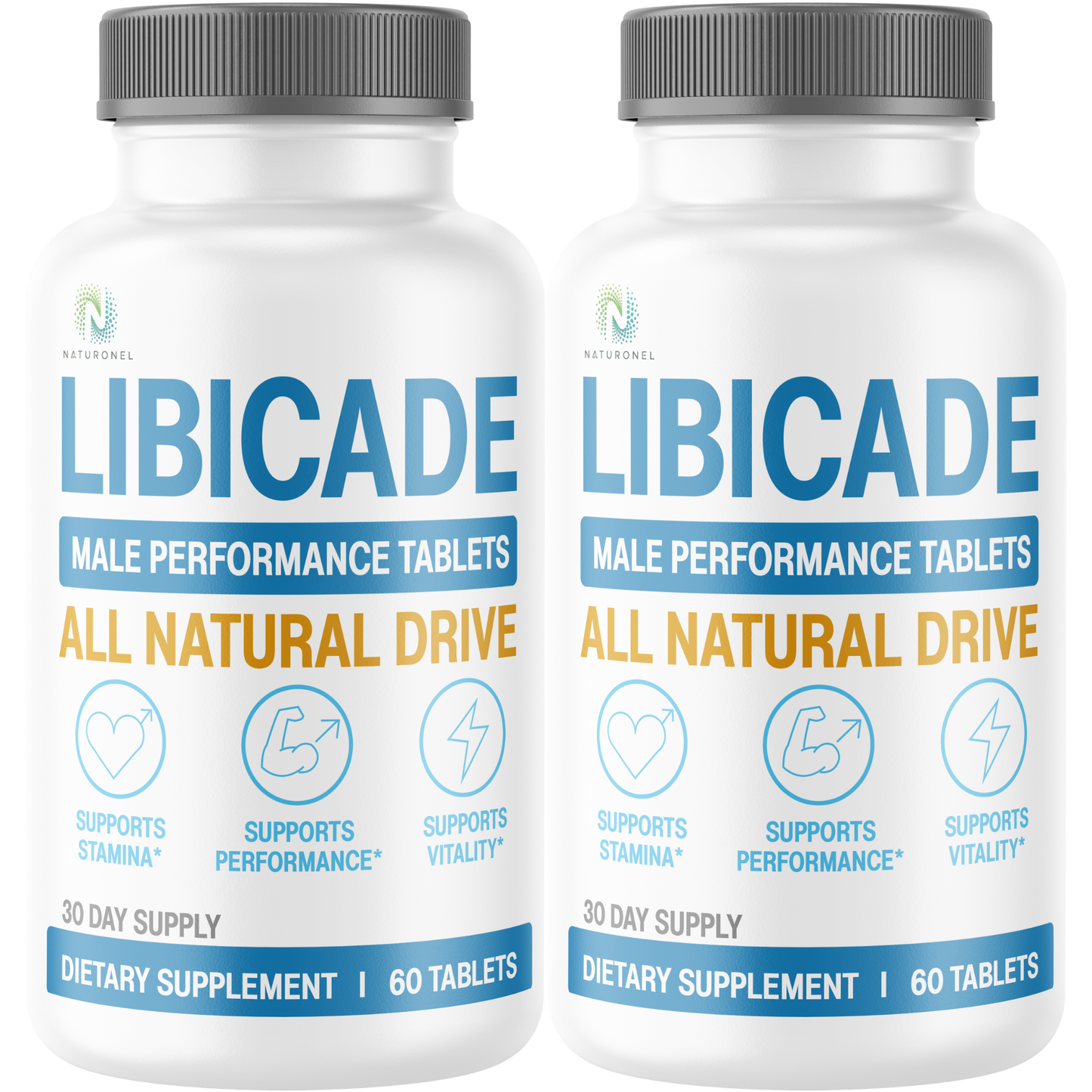LIBICADE (2 Pack) Male Performance Supplement with Tongkat Ali, Maca Root, L-Arginine, Tribulus, Ginseng & Zinc, Men's Daily Vitality Formula, Stamina & Energy Support