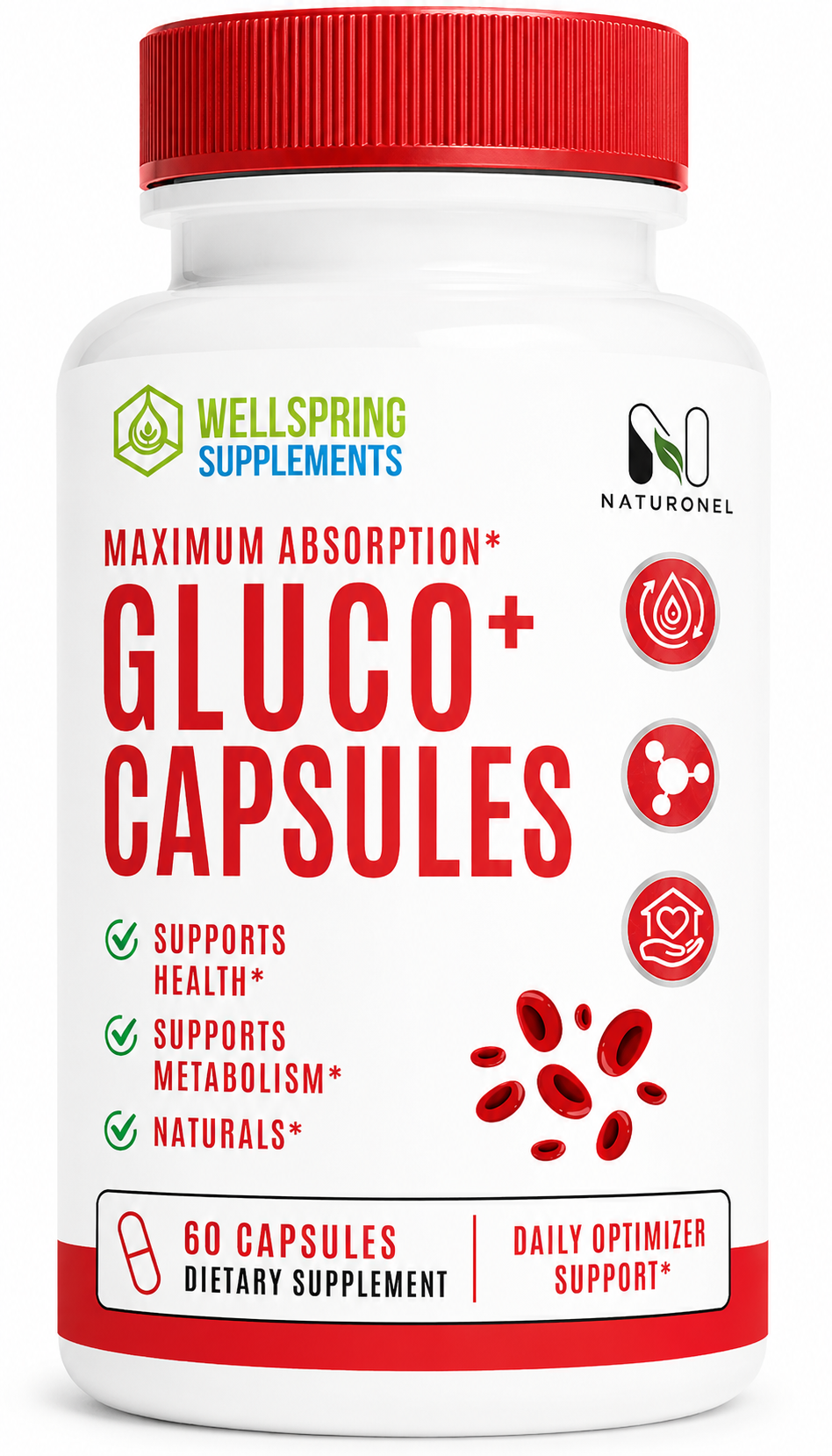 Gluco+ Capsules – Maximum Absorption Formula with Vitamins, Minerals & Botanical Ingredients, Daily Metabolism Support Supplement - 60 Capsules