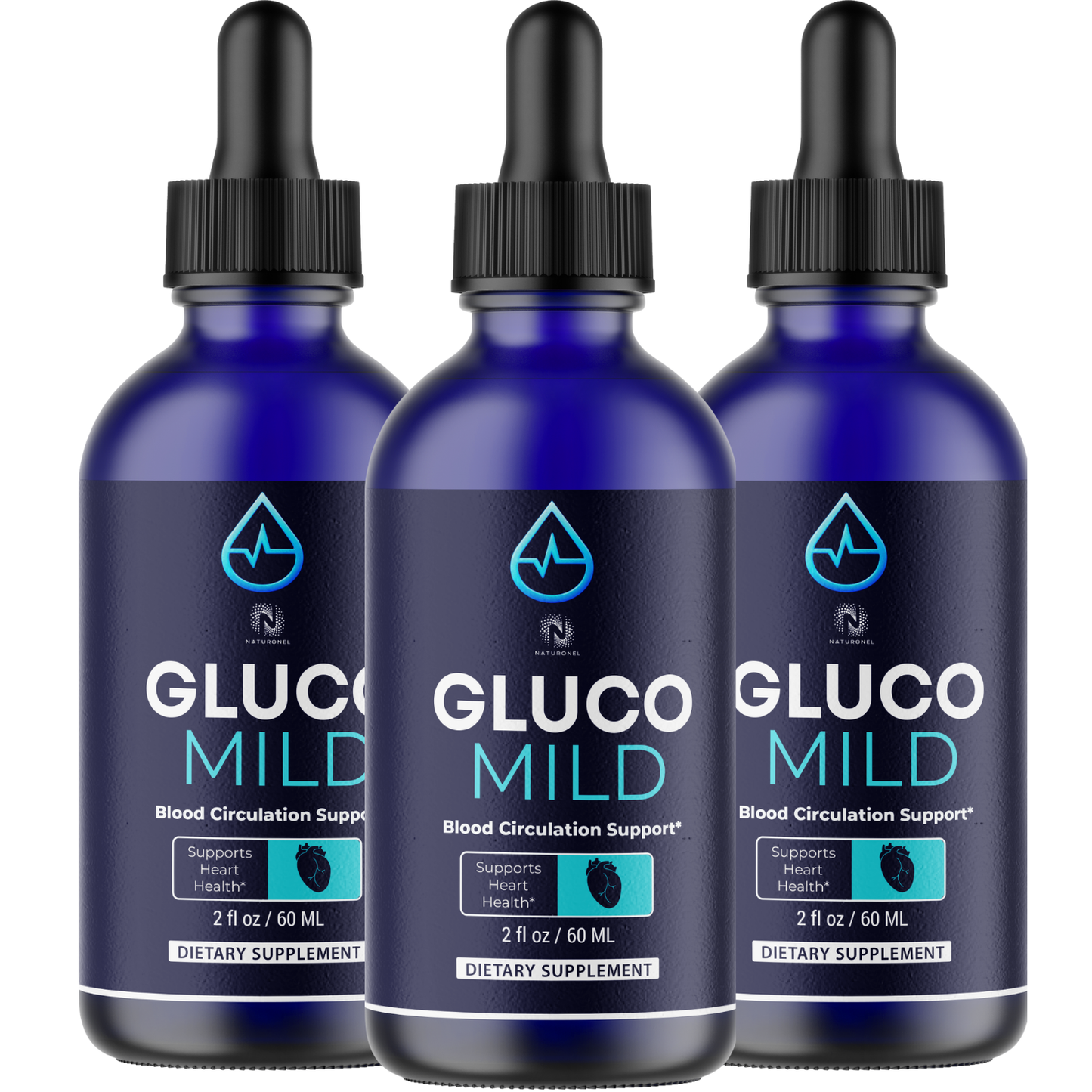 Gluco Mild (3 Pack) Liquid Supplement – Blood Circulation & Heart Health Support, L-Arginine HCl, L-Glutamine & L-Tryptophan