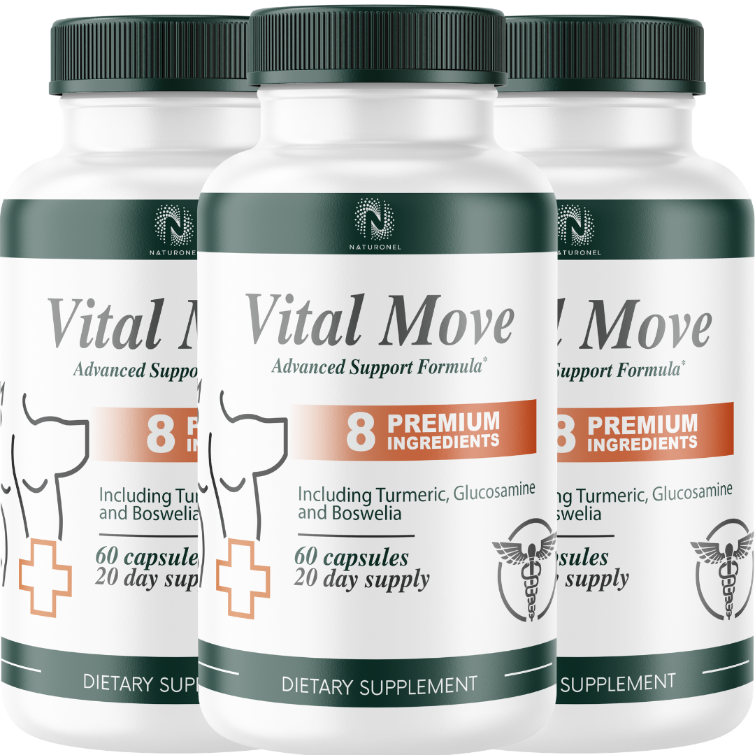 Vital Move (3 Pack) Premium Joint Wellness Supplement – Glucosamine 1500mg with Chondroitin, Turmeric, Boswellia, MSM, Bromelain & Quercetin – Advanced 8-Ingredient Blend