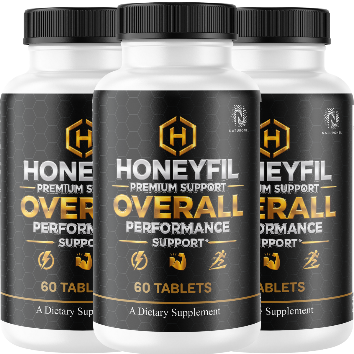 Honeyfil Premium Performance Formula for Men (3 Pack) – Energy & Vitality Support with Longjack, Maca, Ginseng, Zinc & L-Arginine