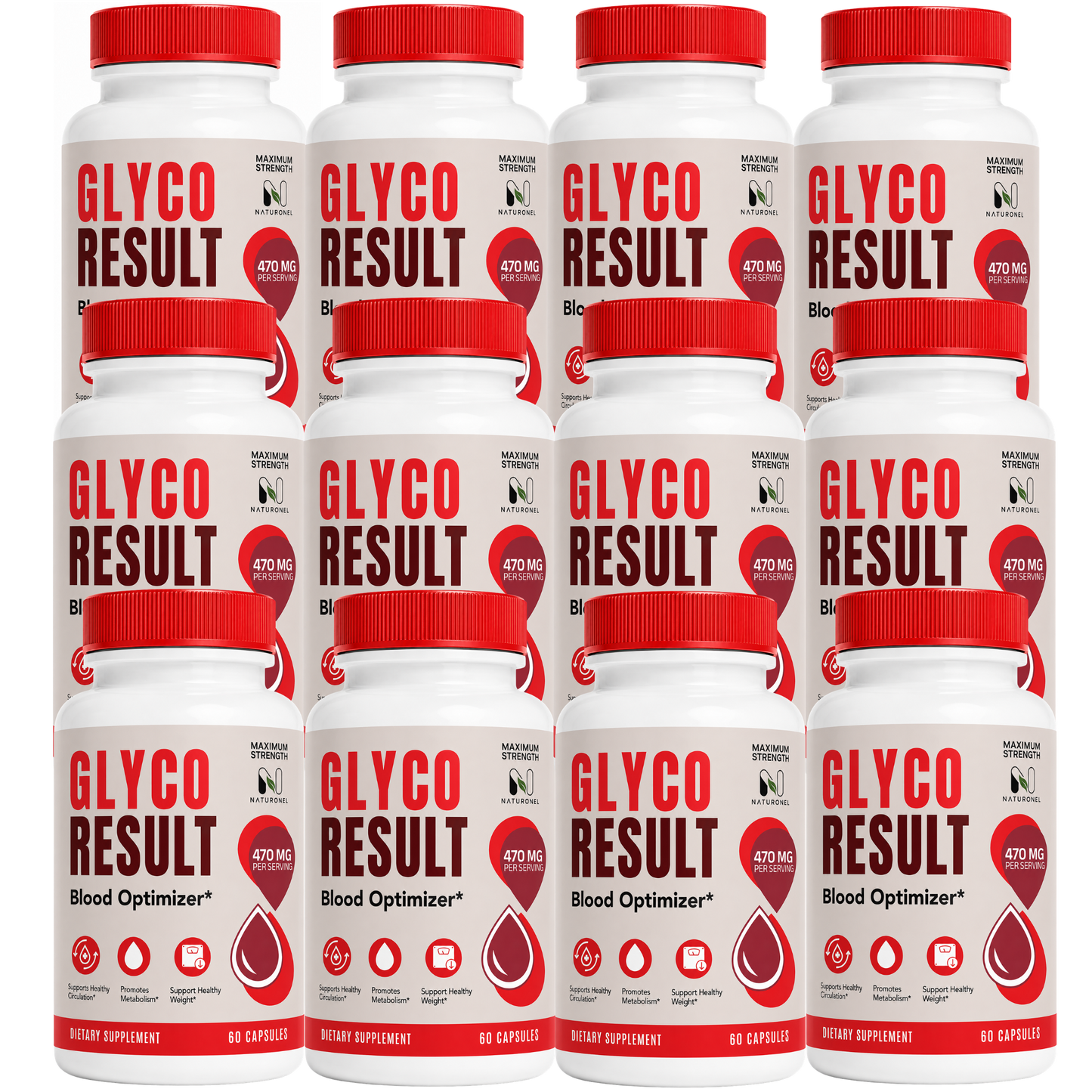 Glyco Result Blood Optimizer Supplement, 470 mg Per Serving, Metabolism Support Formula with Premium Ingredients, Healthy Circulation Support, Weight Management Formula, Dietary Supplement,12 Bottle