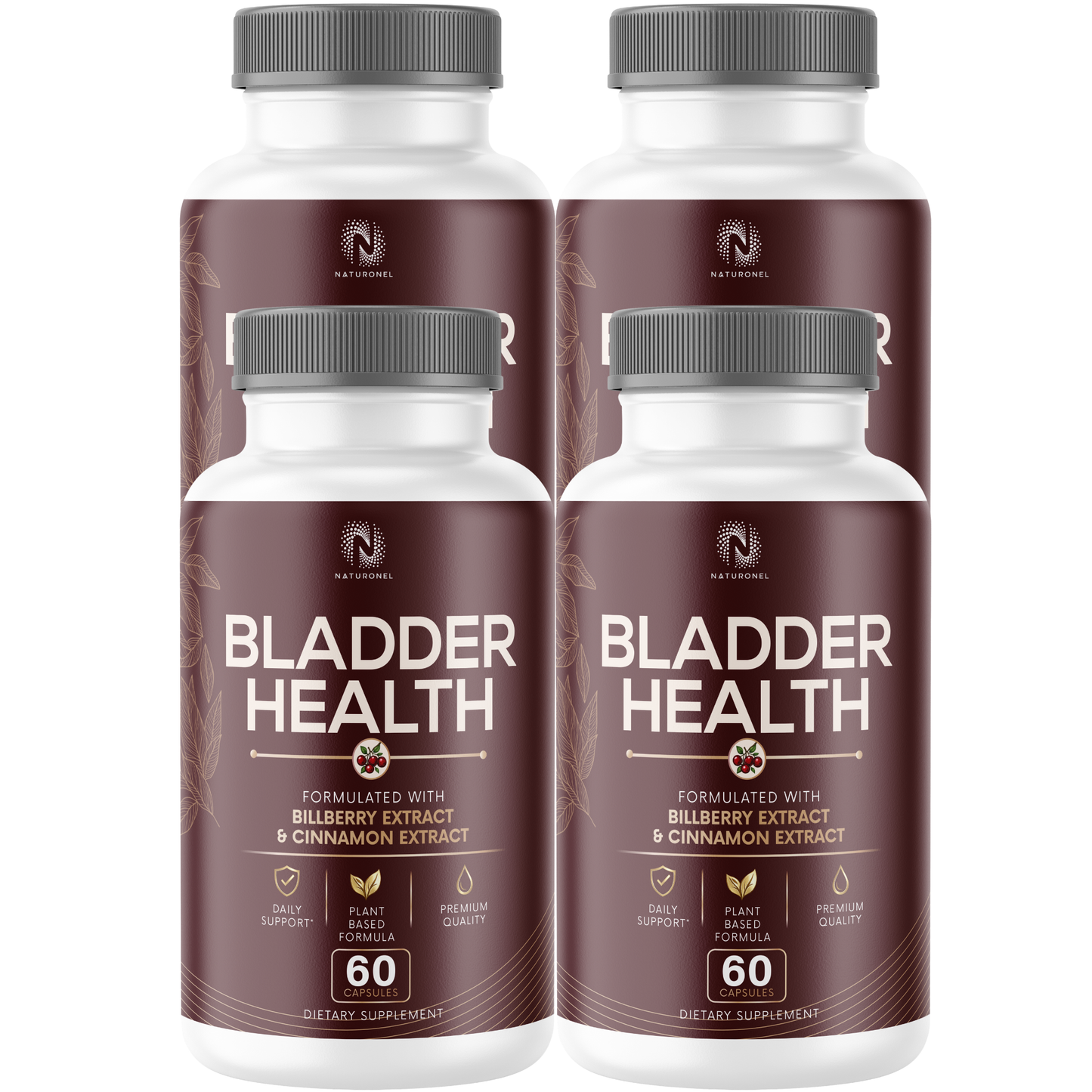 Bladder Health Supplement (4 Pack) – Advanced Urinary Tract & Daily Wellness Formula with Saw Palmetto, Pygeum, Uva Ursi, Pumpkin Seed, Bilberry, Cranberry Blend, Vitamins & Botanicals