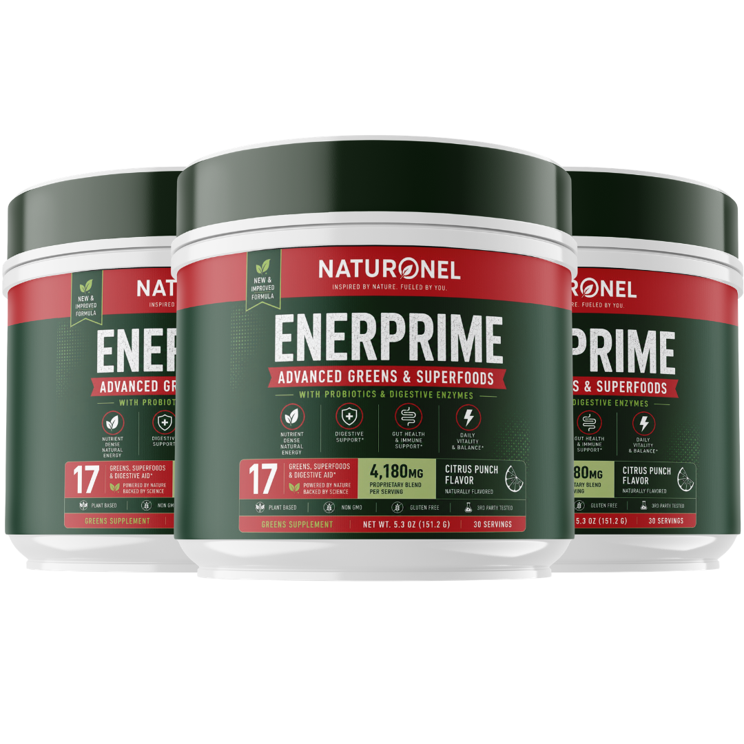 EnerPrime Advanced Greens Superfood Powder with Probiotics & Digestive Enzymes 17 Organic Greens & Superfoods Citrus Punch