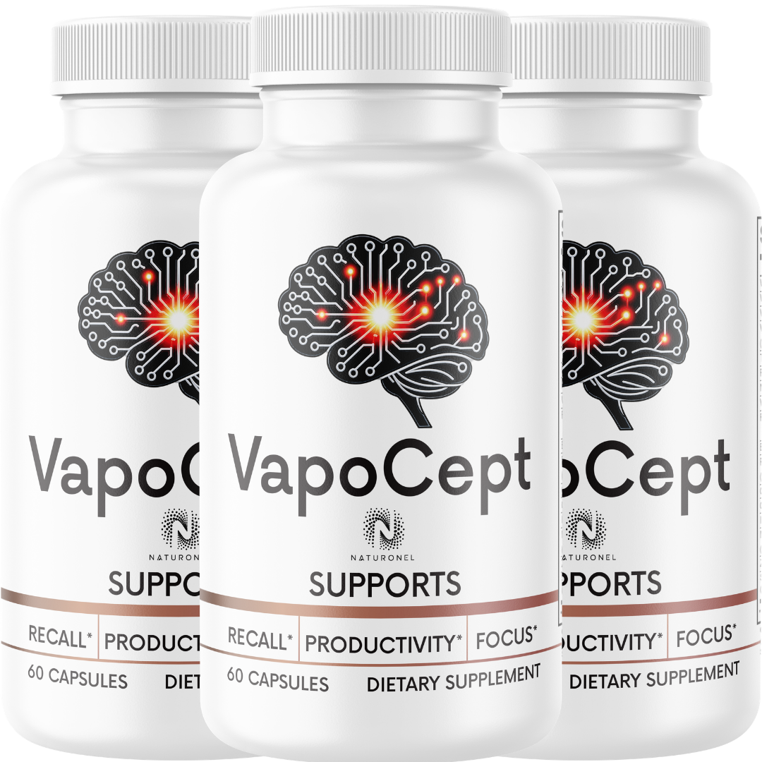 VapoCept (3 Pack) Brain Health Supplement – Nootropic Formula with DMAE, Bacopa, Green Tea & GABA for Memory, Focus, Mental Clarity & Cognitive Performance