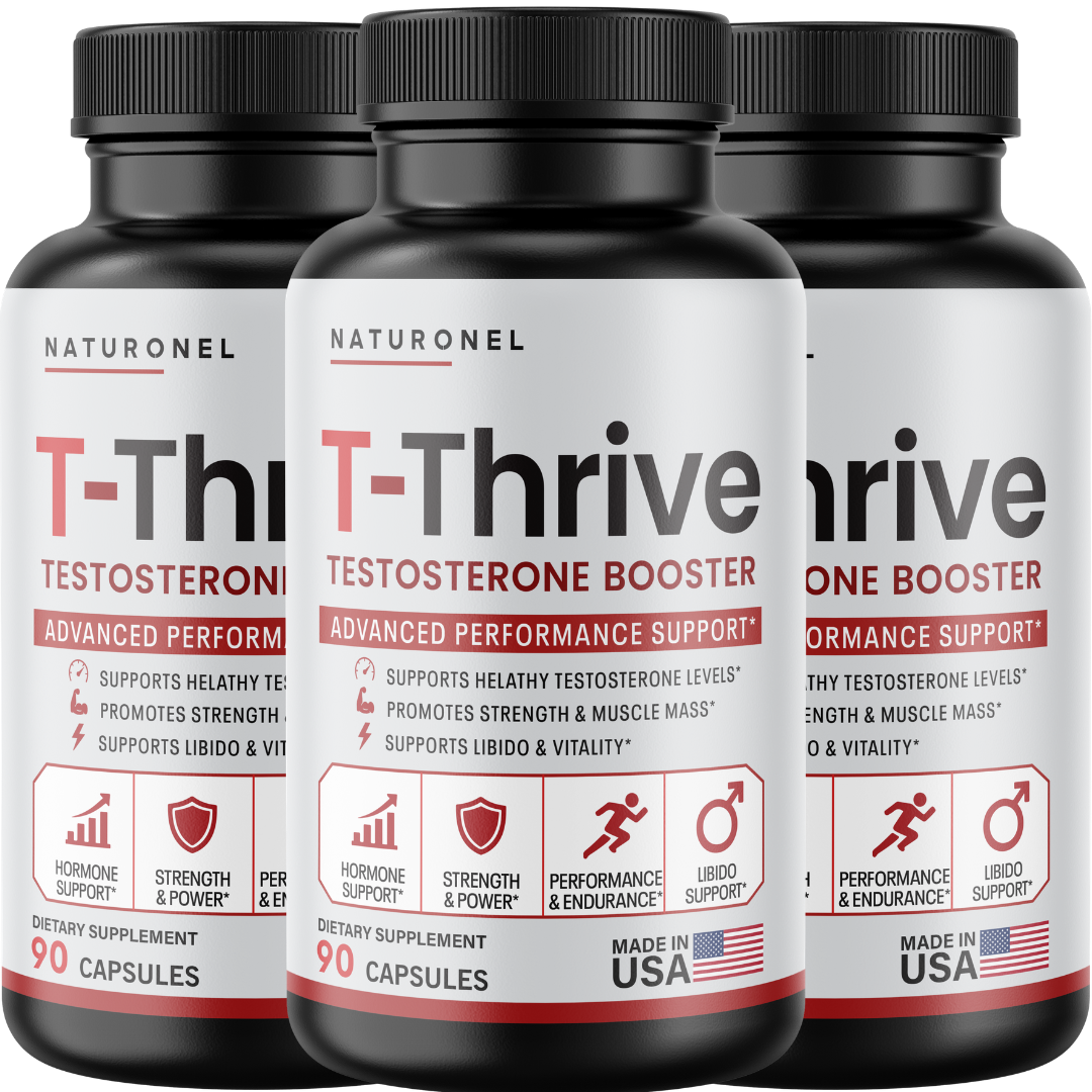 T-Thrive (3 Pack) Testosterone Booster for Men – Advanced Male Performance Formula with Tribulus, Tongkat Ali, Horny Goat Weed, Zinc & Magnesium – Strength, Energy, Vitality & Libido Support