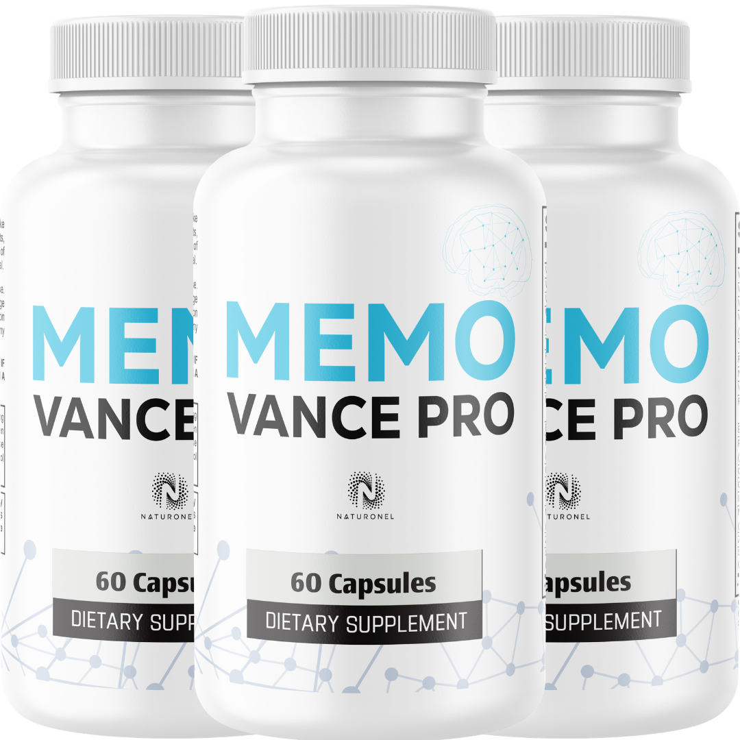 Memo Vance Pro (3 Pack) – Daily Brain Health Supplement for Adults, Memory, Focus & Cognitive Support with Bacopa, DMAE, GABA, Huperzine A & Choline