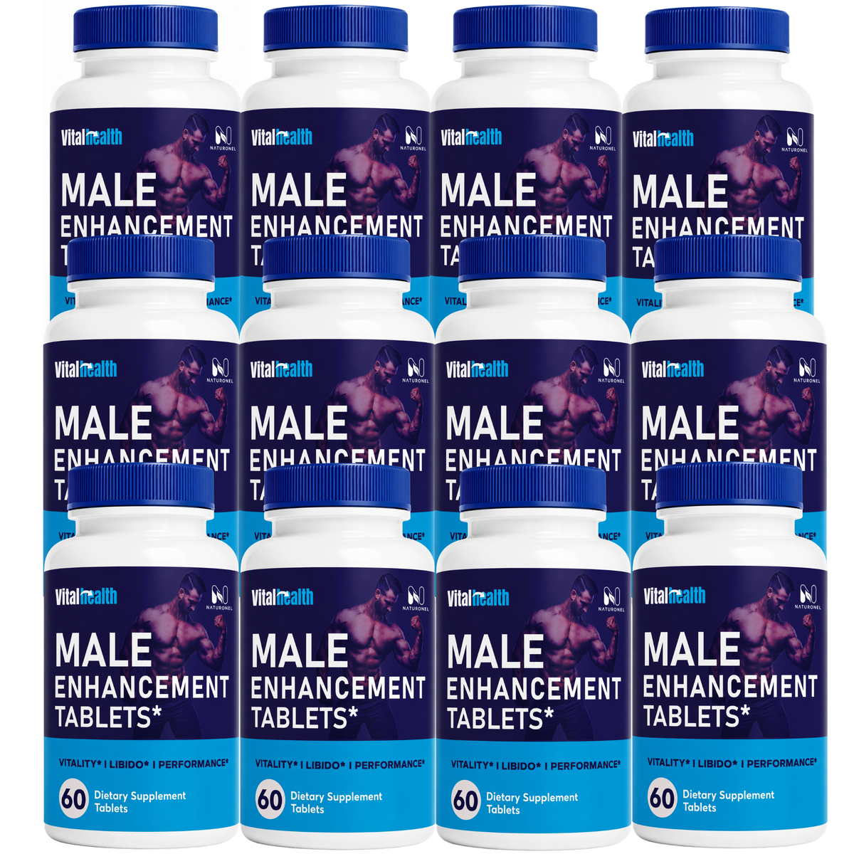 VitalHealth Male Enhancement Tablets – Men's Vitality & Libido Support Supplement, Performance Formula with Herbal Blend - 12 Bottle