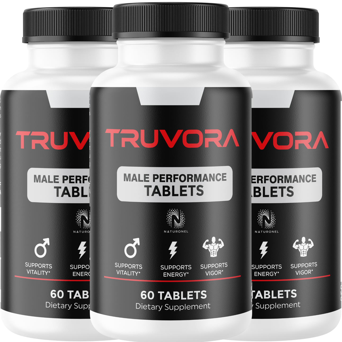 Truvora (3 Pack) Male Performance Tablets for Men – Daily Vitality Formula with Tongkat Ali, Maca, L-Arginine, Ginseng, Tribulus & Boron – Men's Wellness Supplement