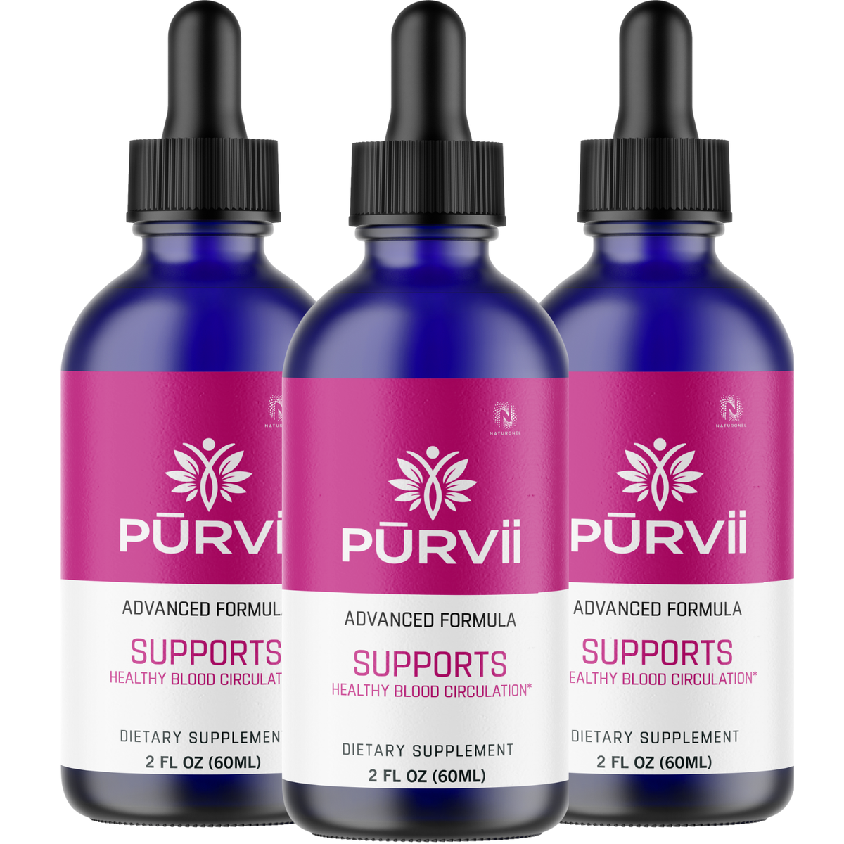 PURVII Circulation & Blood Flow Support (3 Pack) – Advanced Liquid Dietary Supplement with L-Arginine, L-Glutamine & L-Tryptophan
