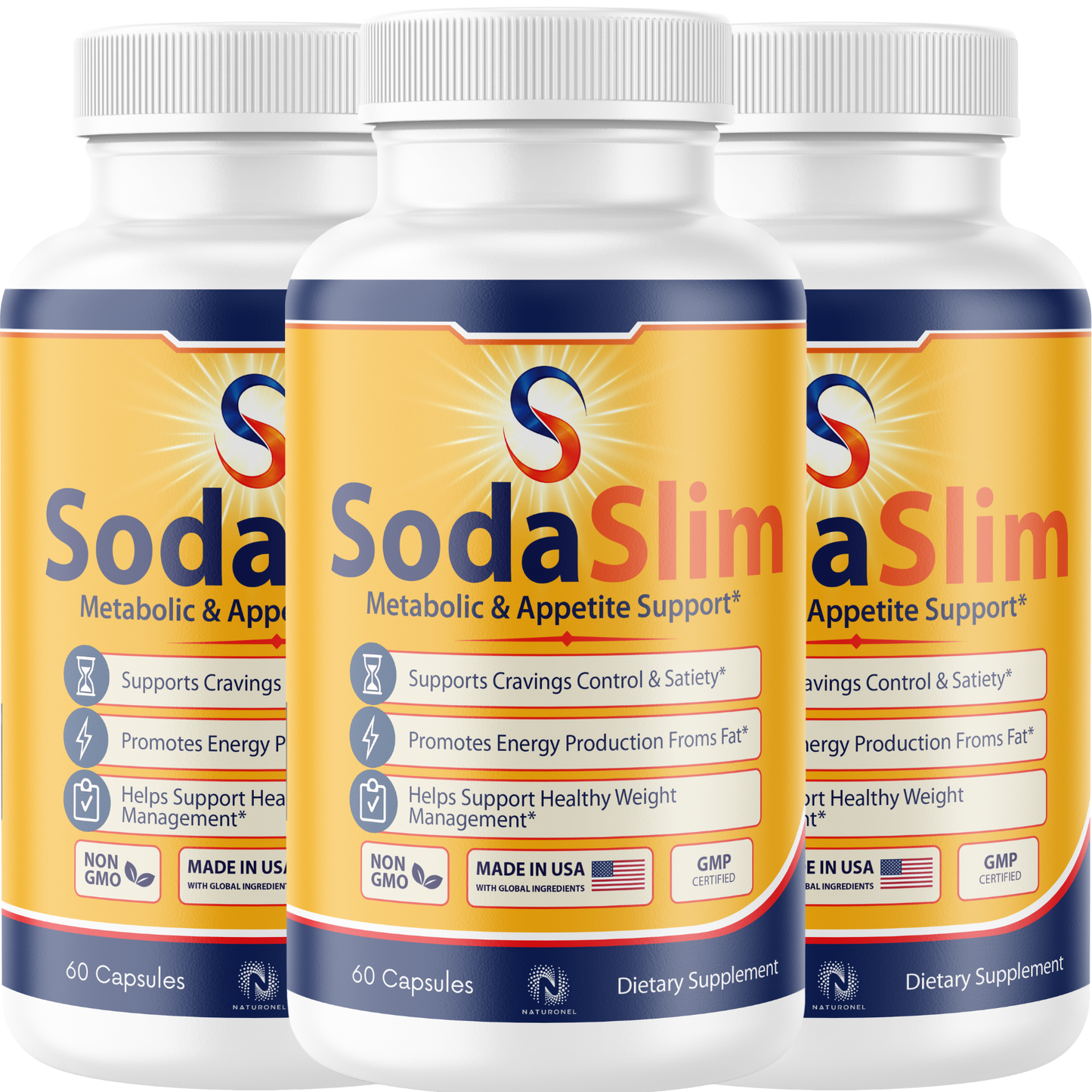 SodaSlim Metabolic & Appetite Support Supplement – Green Coffee Bean, Green Tea, Garcinia Cambogia, Raspberry Ketone & Caffeine – Craving Control & Energy Support