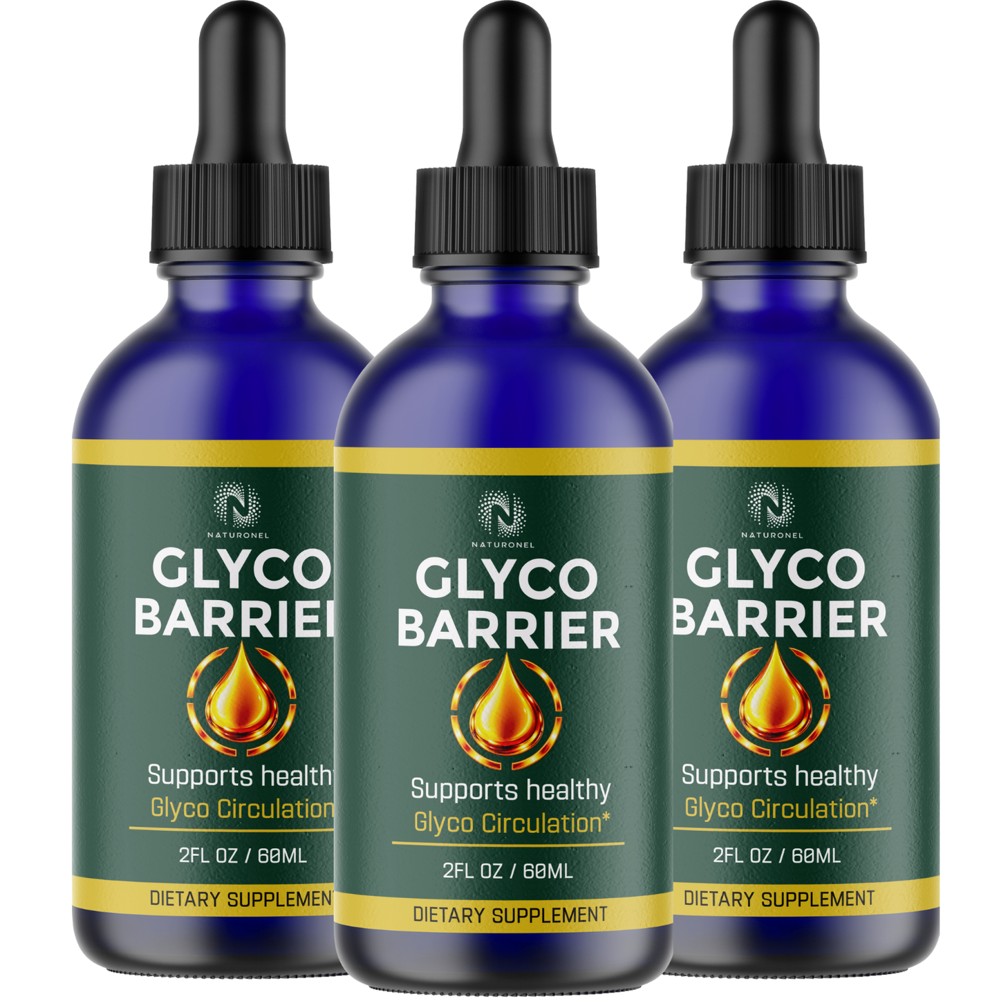 Glyco Barrier (3 Pack) Liquid Drops – Advanced Glyco Circulation Support Formula with L-Arginine HCl, L-Glutamine & L-Tryptophan