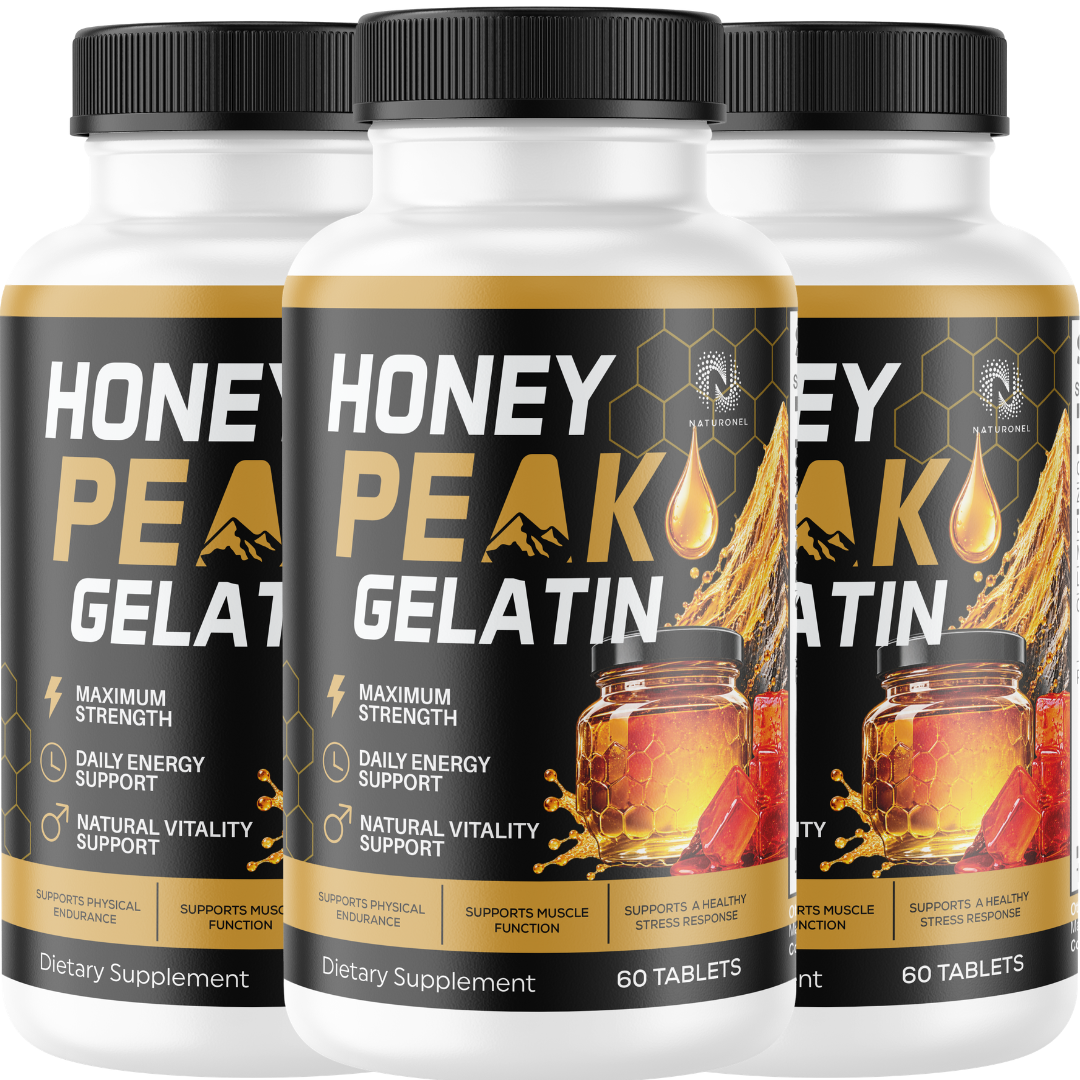 Honey Peak Gelatin for Men (3 Pack)– Premium Daily Vitality Formula with Longjack, Maca Root, L-Arginine, Tribulus, Ginseng & Boron – Energy, Endurance & Performance Support