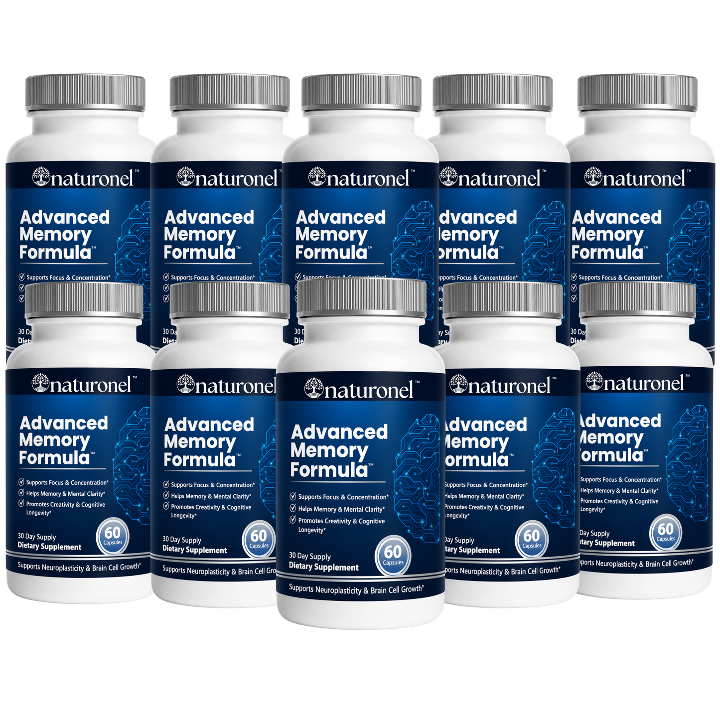 Advanced Memory Formula – Brain Supplement for Memory, Focus & Concentration, Cognitive Support with Bacopa, DMAE, Phosphatidylserine, Huperzine A, DHA & B Complex Vitamins – 60 Capsules